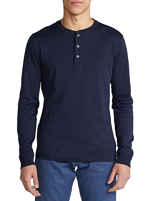 Shop Ralph Lauren Purple Label Textured Cotton-Silk Henley Shop Ralph Lauren Purple Label Textured Cotton-Silk Henley