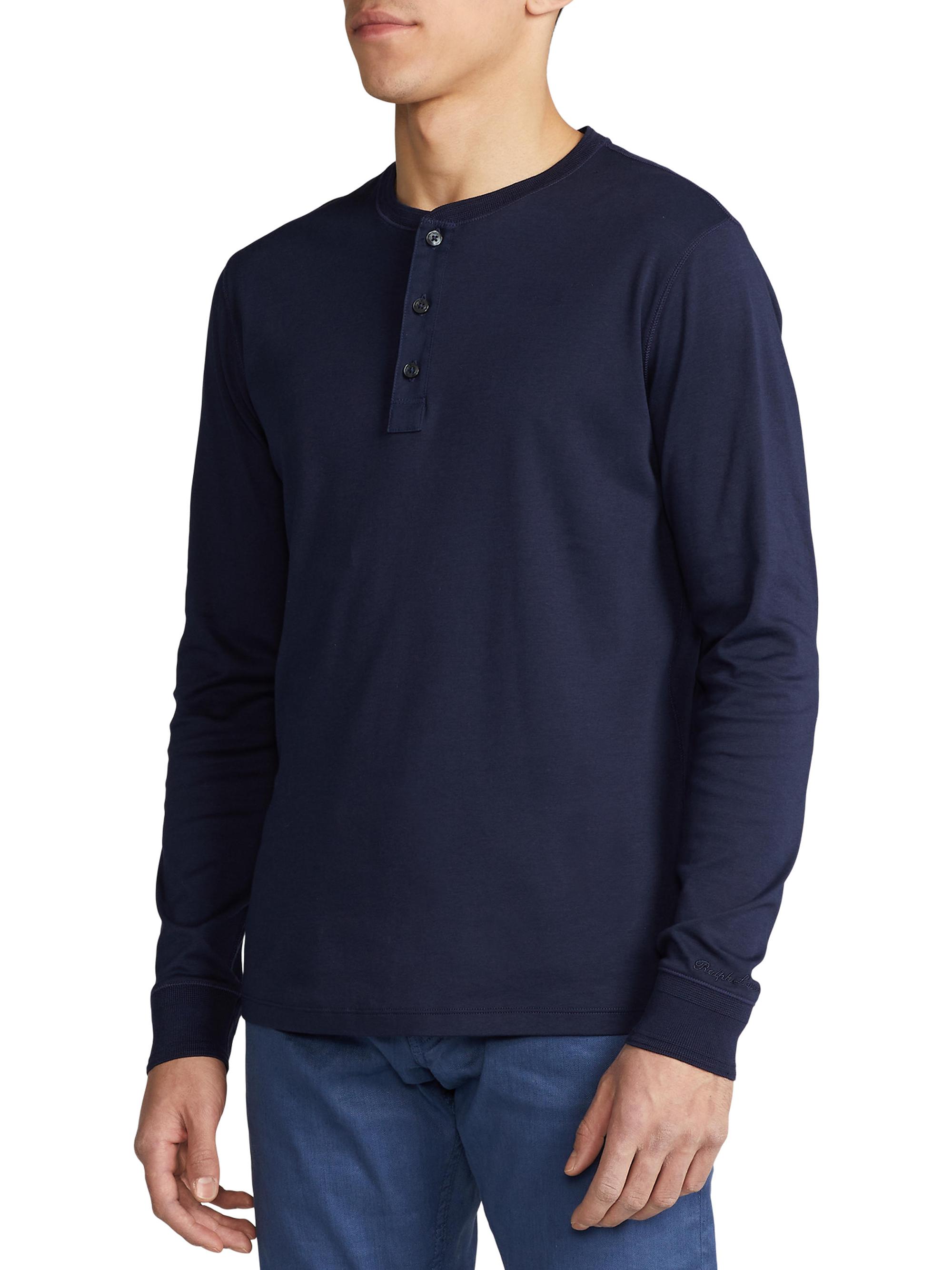 Ralph Lauren Purple Label Textured Cotton-Silk Henley Shirt | Saks