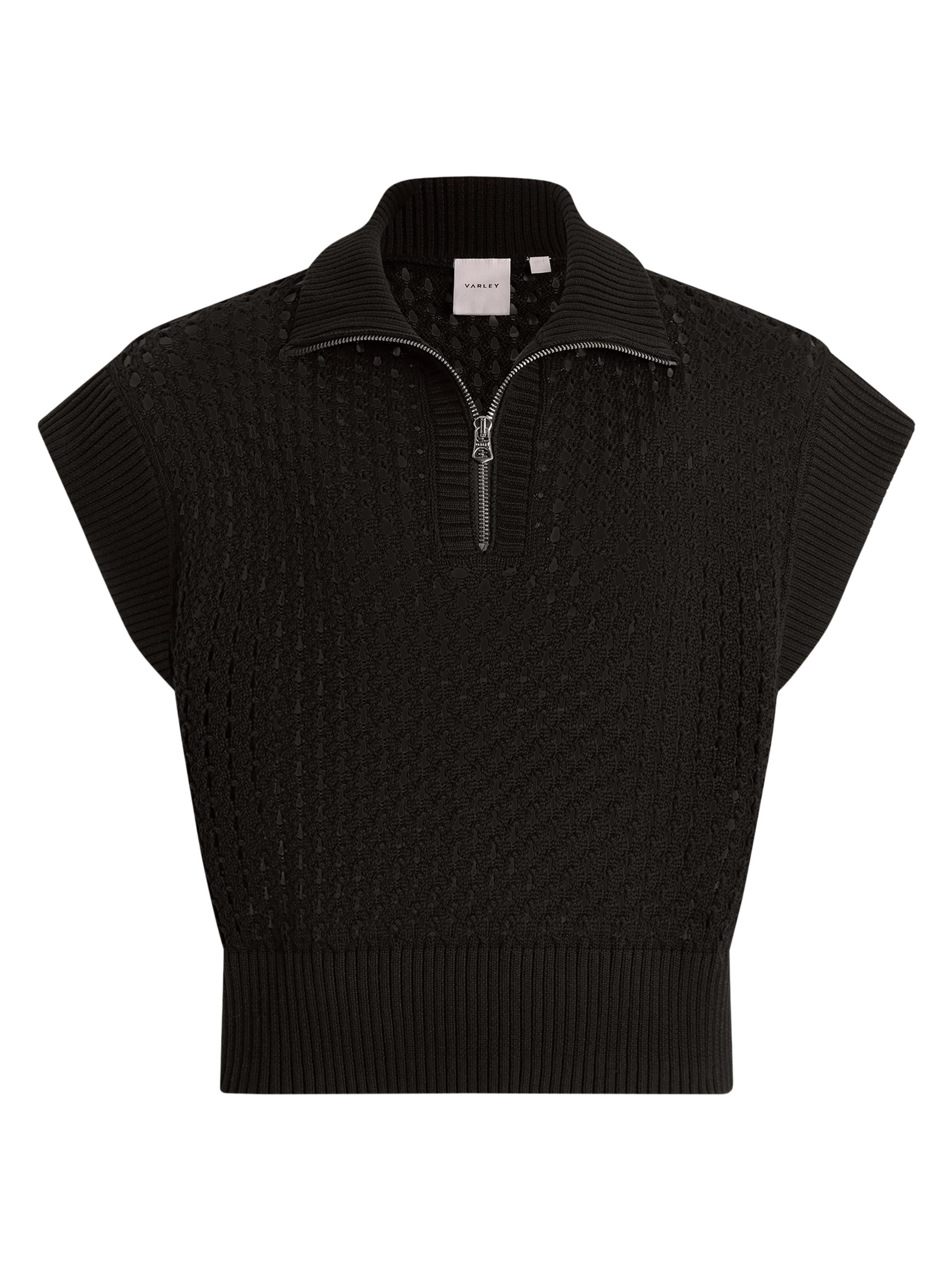 Varley Women's Gaines Open Cotton Quarter-Zip Top - Black