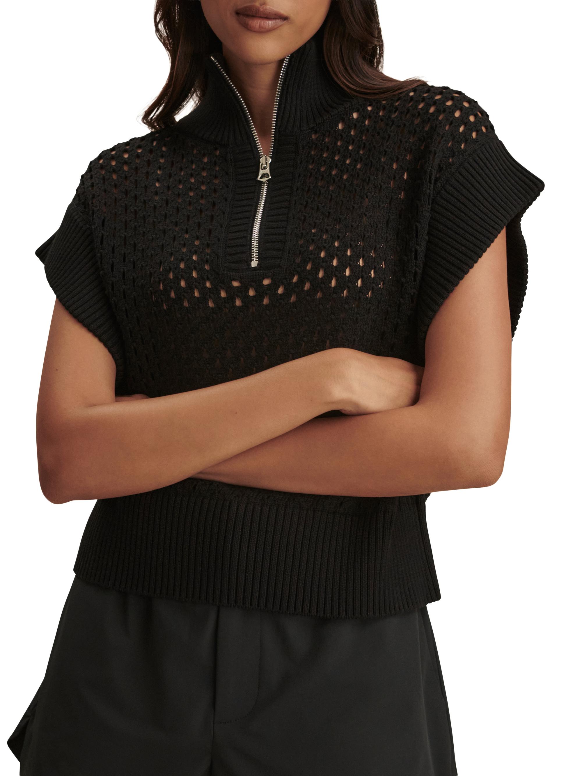 Varley Gaines Open Cotton Quarter-Zip Top | Saks Fifth Avenue