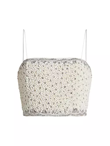 Ceresi Bead & Crystal-Embellished Crop Top