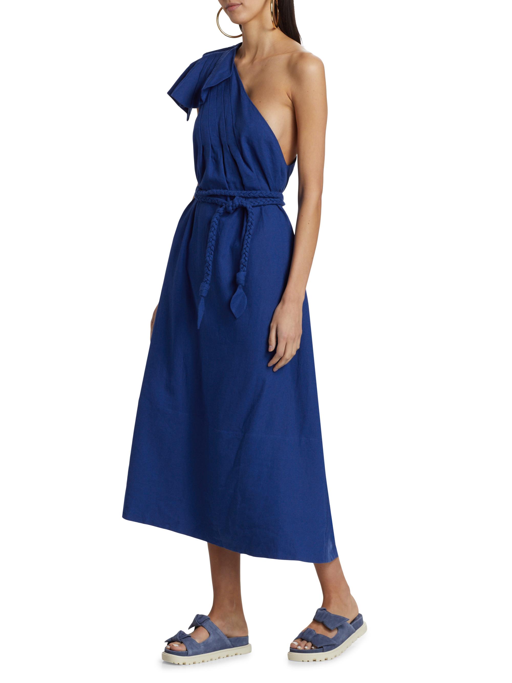 Farm Rio Leaf One-Shoulder Midi Dress | Saks Fifth Avenue
