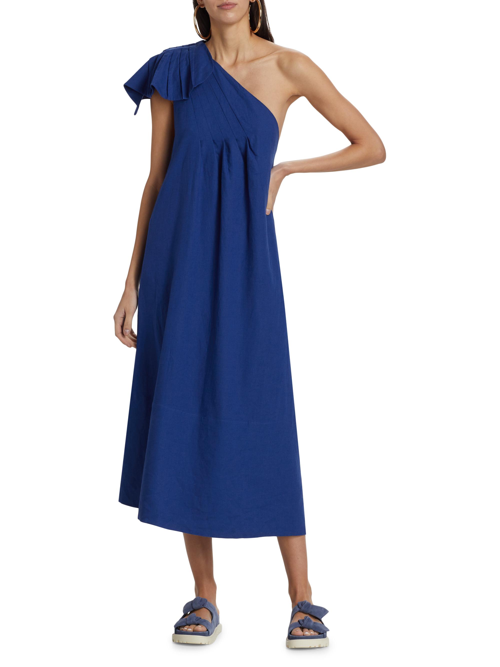 Farm Rio Leaf One-Shoulder Midi Dress | Saks Fifth Avenue