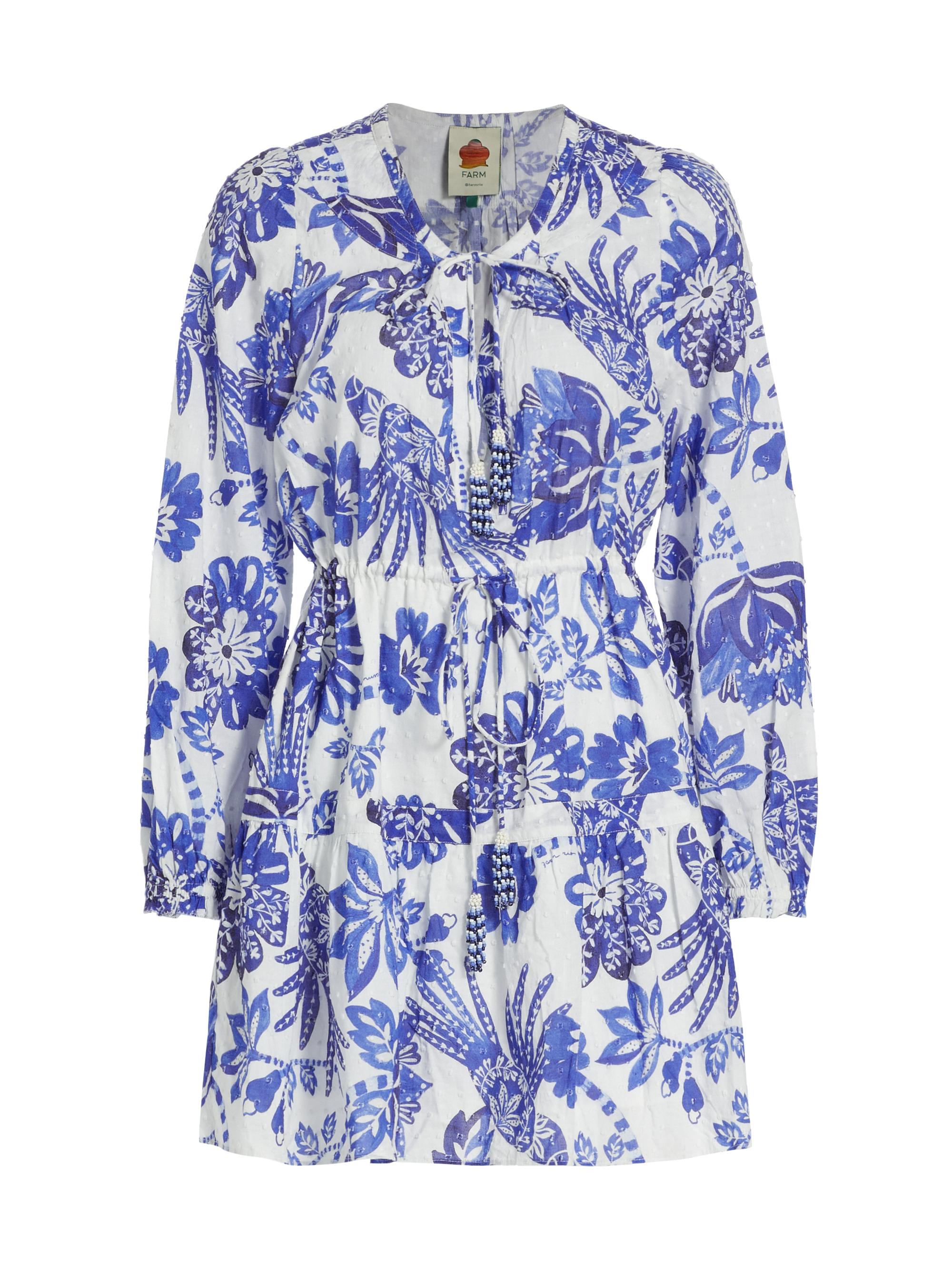 Farm Rio Women's Flowerful Birds Cotton Minidress - Flowerful Birds Off White