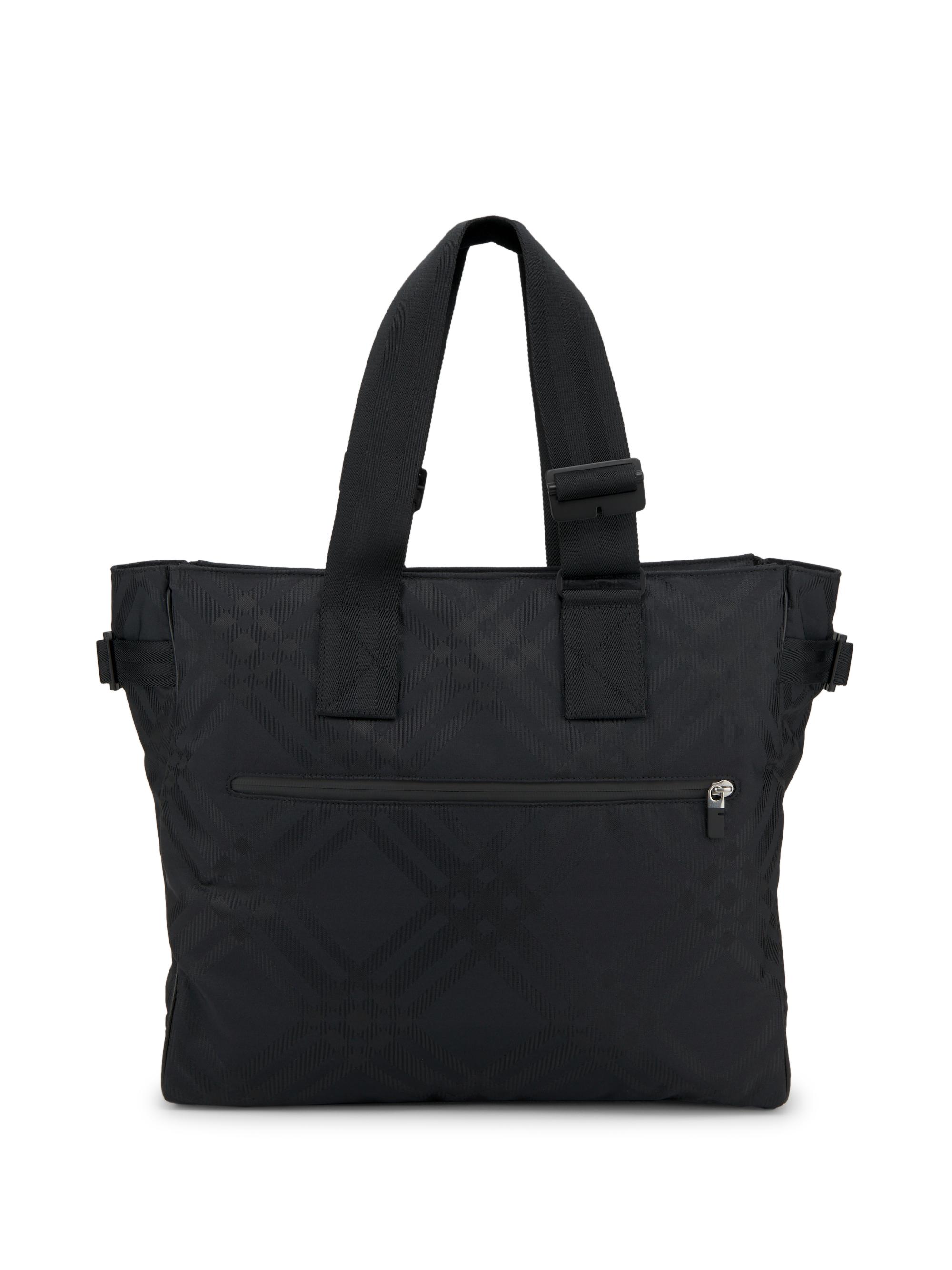 Burberry Men's Check Jacquard Tote Bag - Black