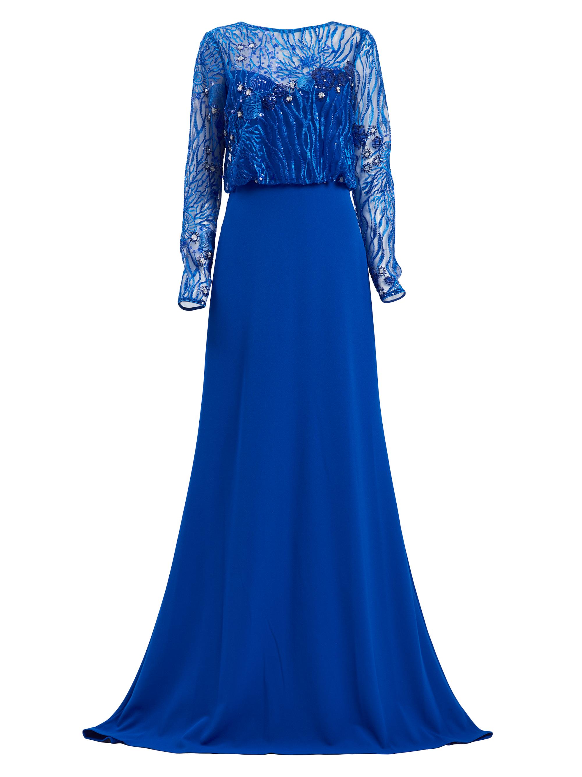 Tadashi Shoji Floral Lace Asymmetric Long-Sleeve Gown | Saks Fifth