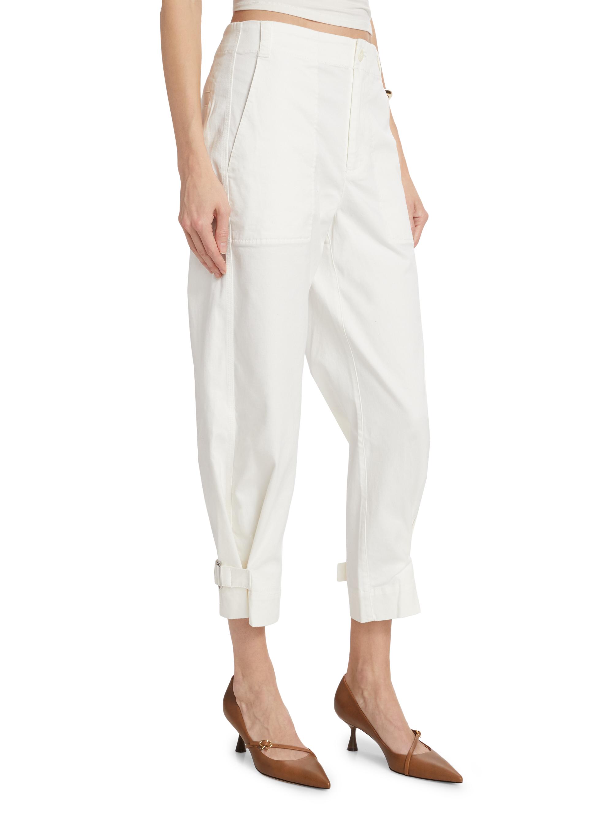 Proenza Schouler White Label Women's Cotton Twill Tapered Crop Pants - Off White | Thumbnail 4