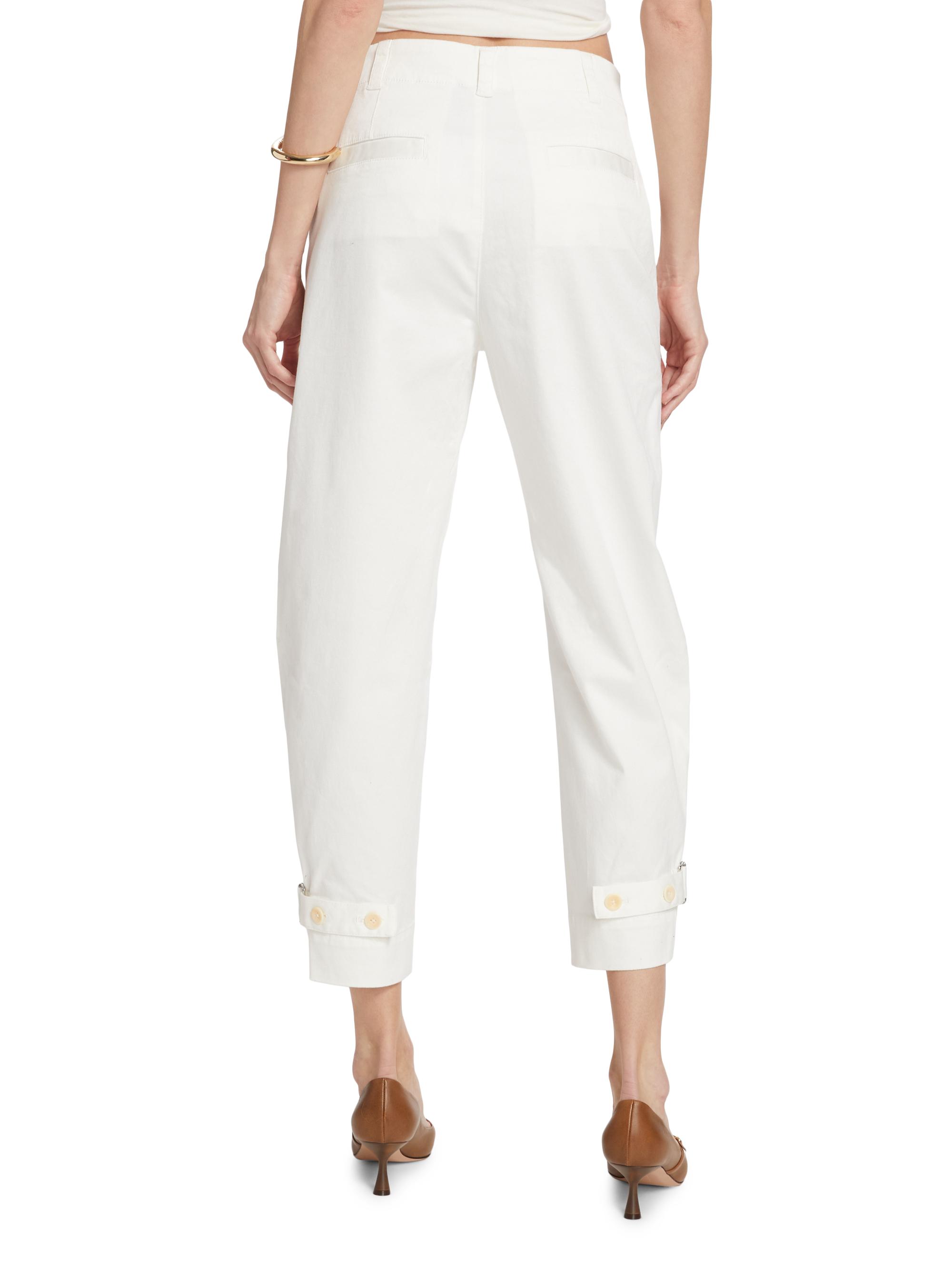 Proenza Schouler White Label Women's Cotton Twill Tapered Crop Pants - Off White | Thumbnail 5