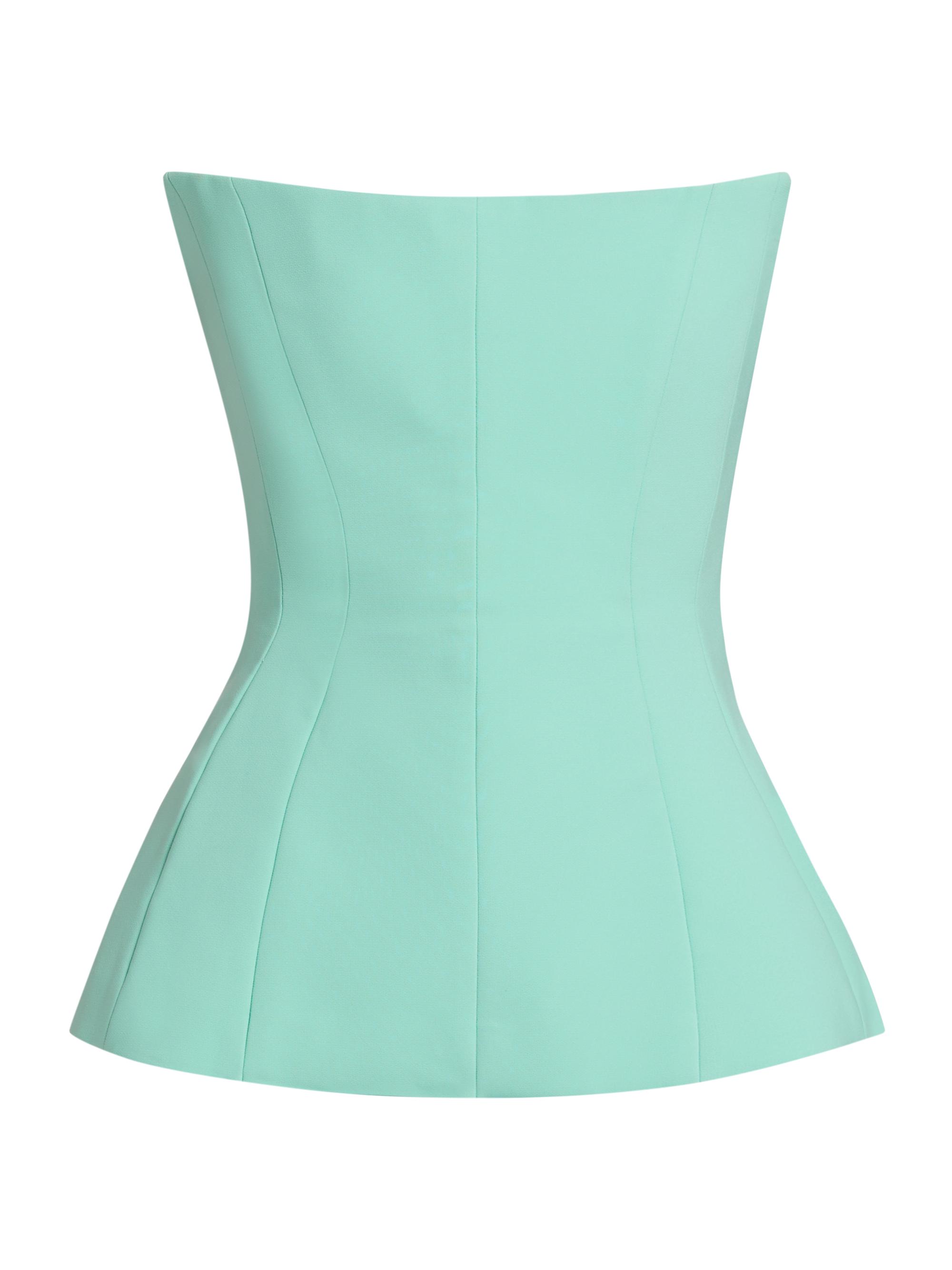 Prabal Gurung Women's Curved Neck Corset Top - Aqua
