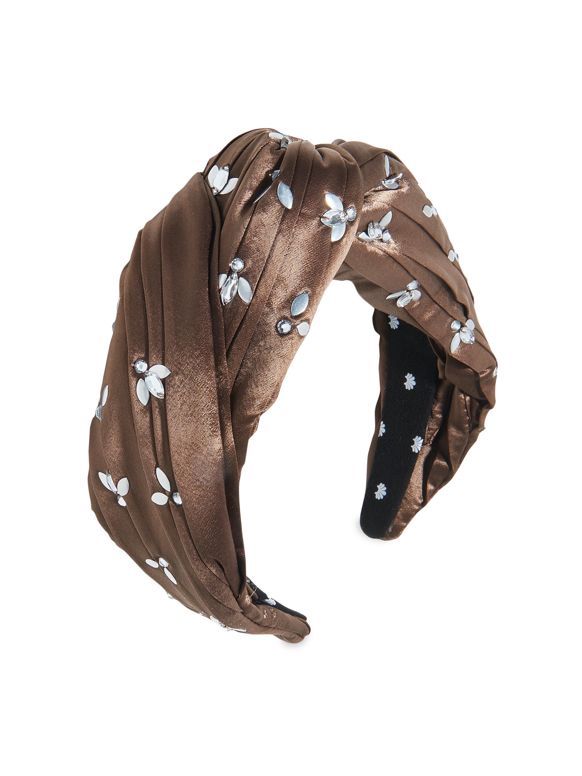 Lele Sadoughi Women's Greta Honeybee Embellished Velvet Headband - Rootbeer