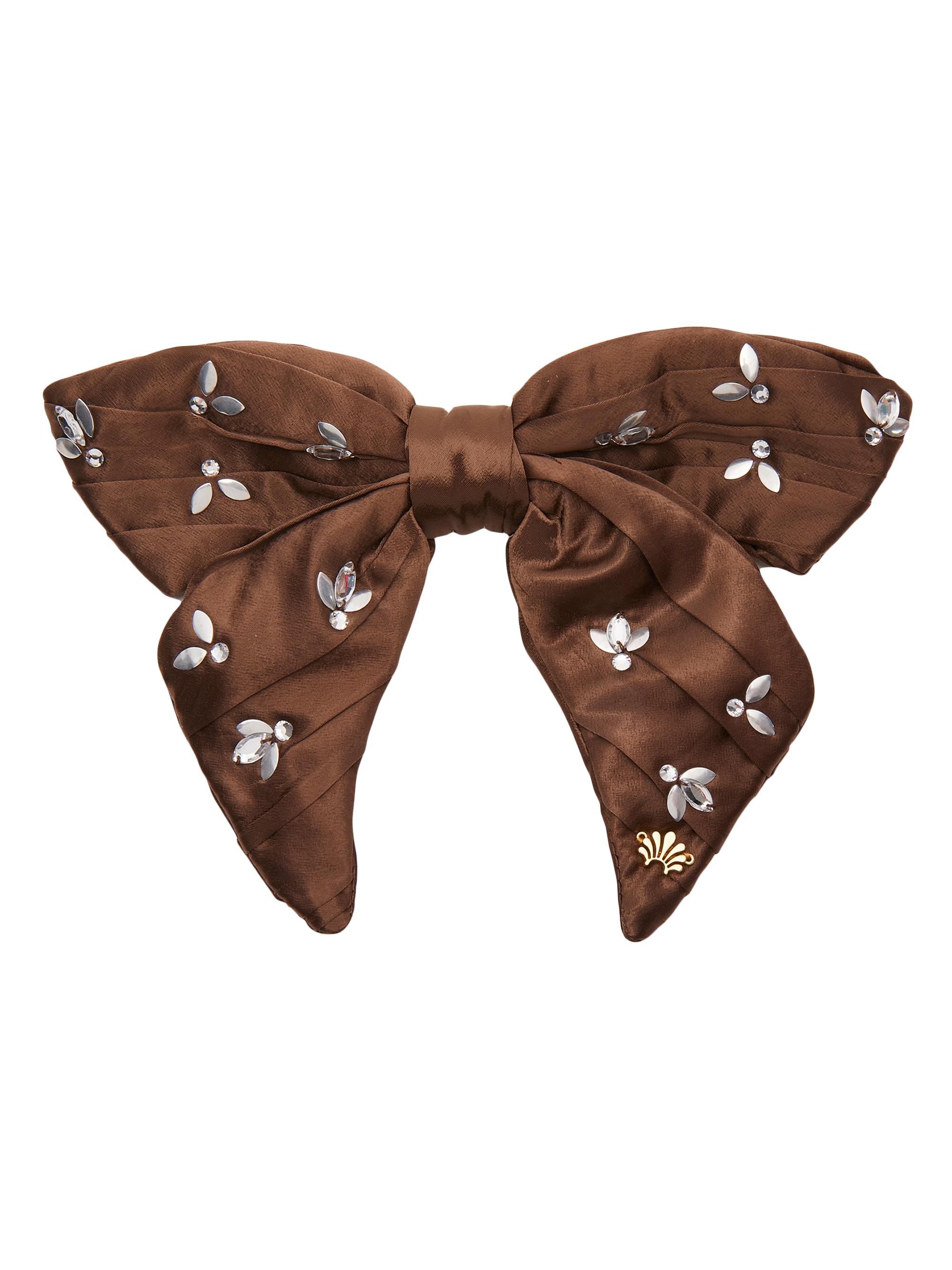 Lele Sadoughi Women's Crystal-Embellished Honeybee Bow Barrette - Rootbeer