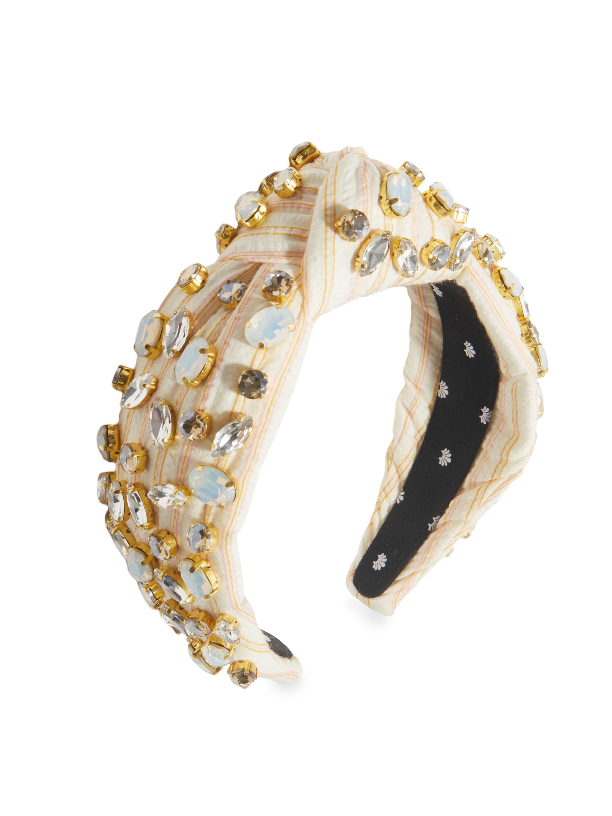 Lele Sadoughi Women's Embellished Striped Cotton Knotted Headband - Blush Stripe