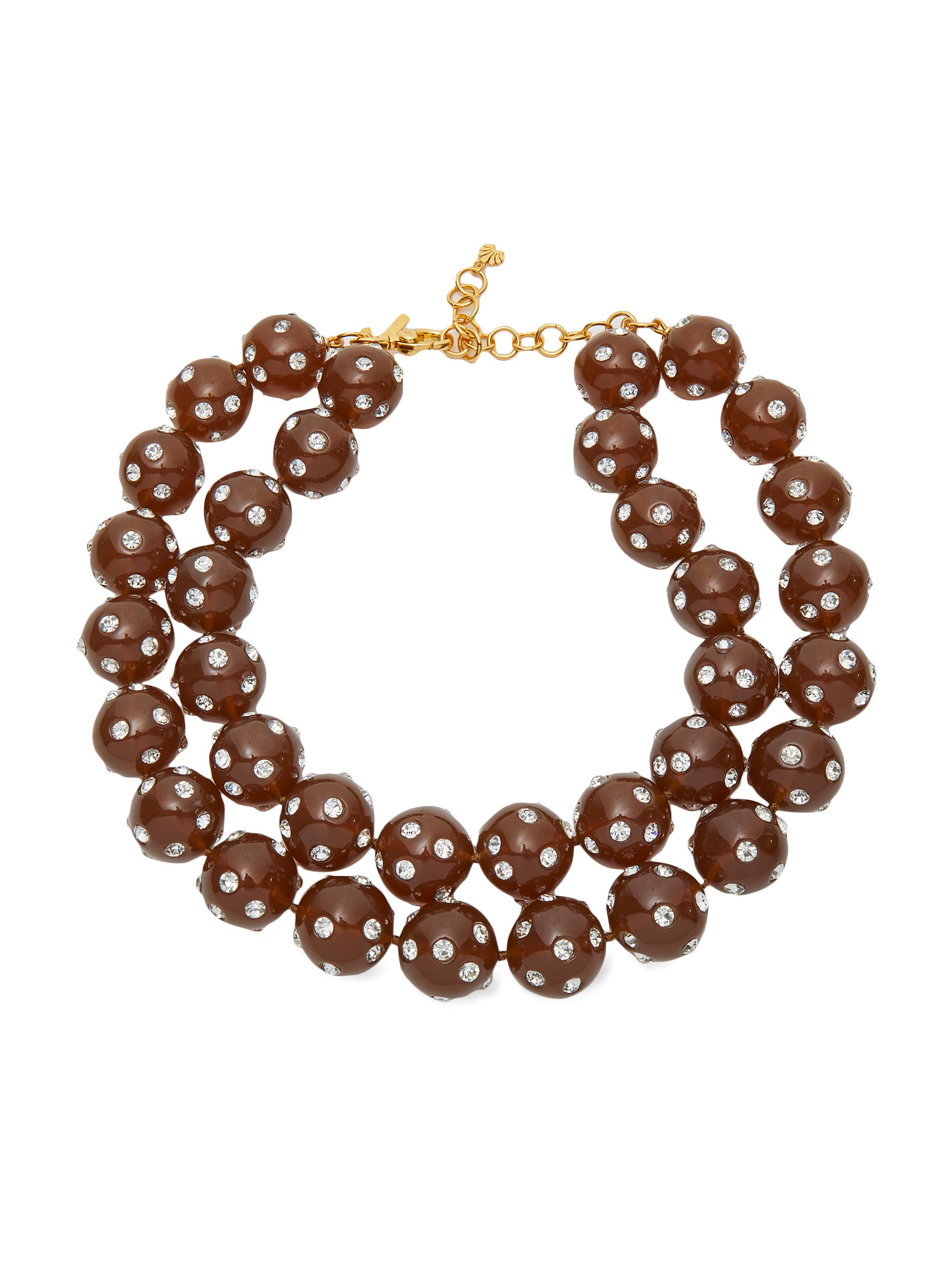 Lele Sadoughi Women's Polka Dot 14K Gold-Plated & Resin Bead Layered Necklace - Rootbeer