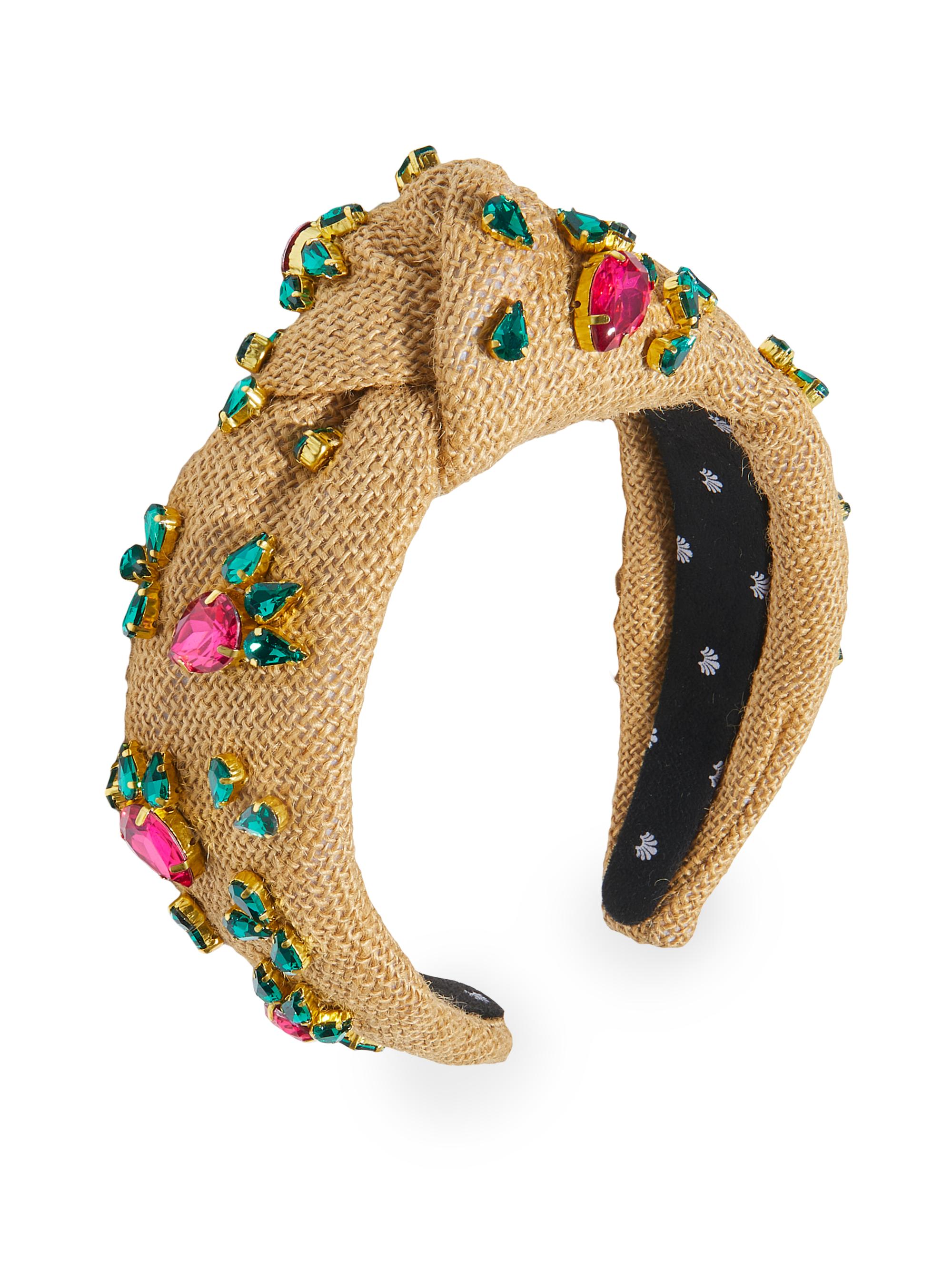 Lele Sadoughi Women's Radish Embellished Linen Knotted Headband - Natural