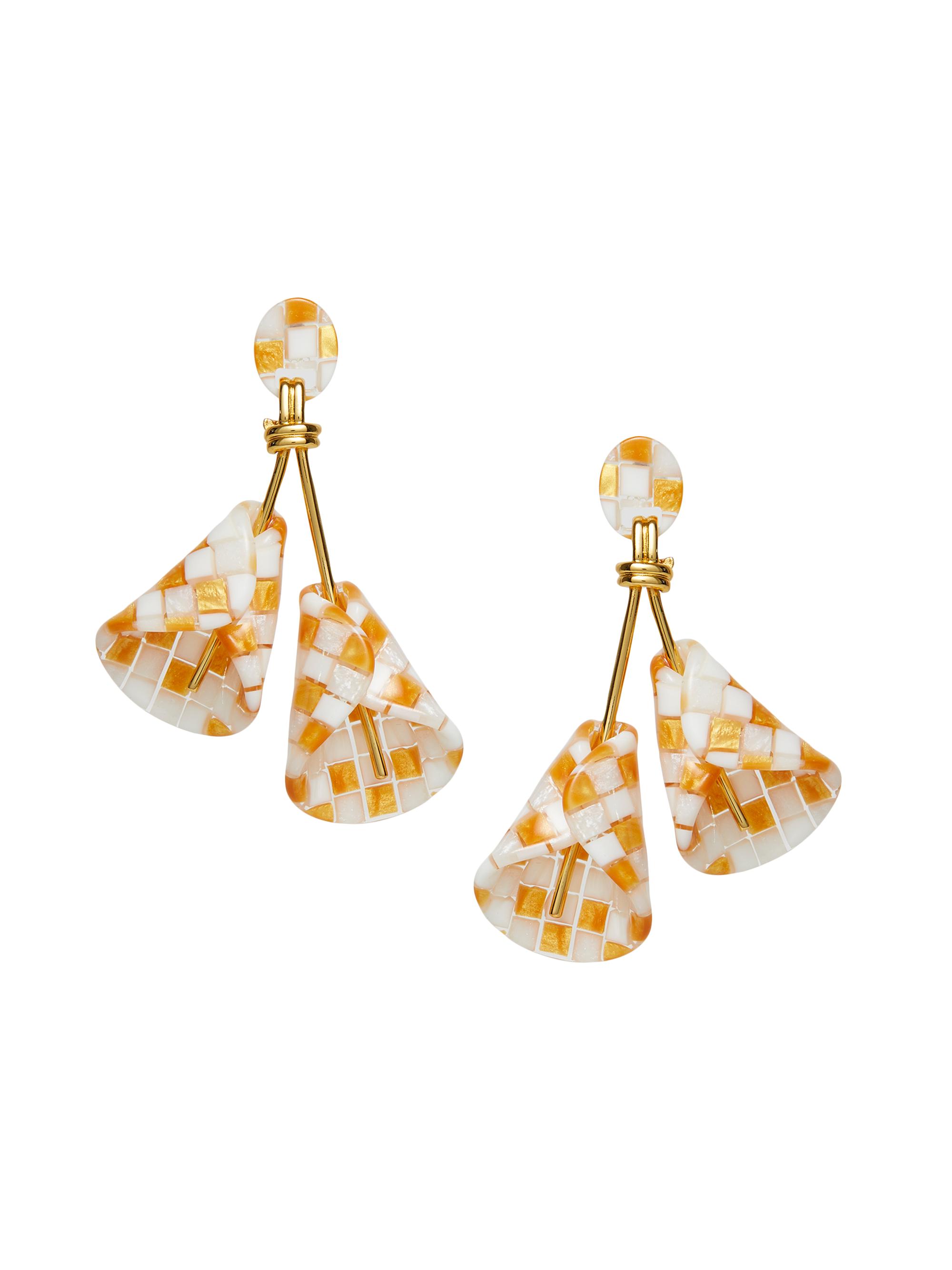 Lele Sadoughi Women's Calla Lily 14K Gold-Plated & Acetate Checkered Earrings - Wicker