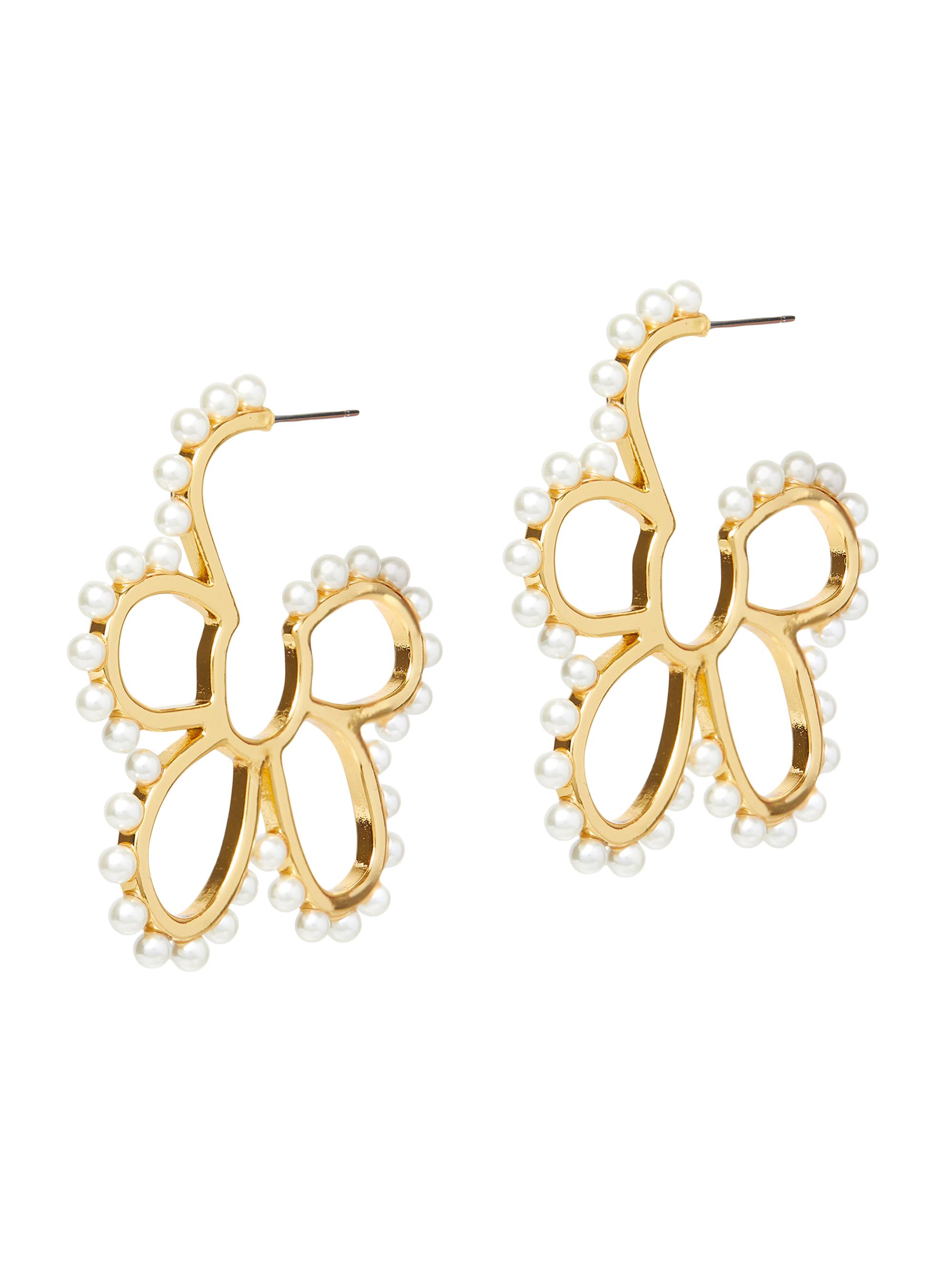 Lele Sadoughi Women's Daisy 14K Gold-Plated & Faux Pearl Hoop Earrings - Pearl