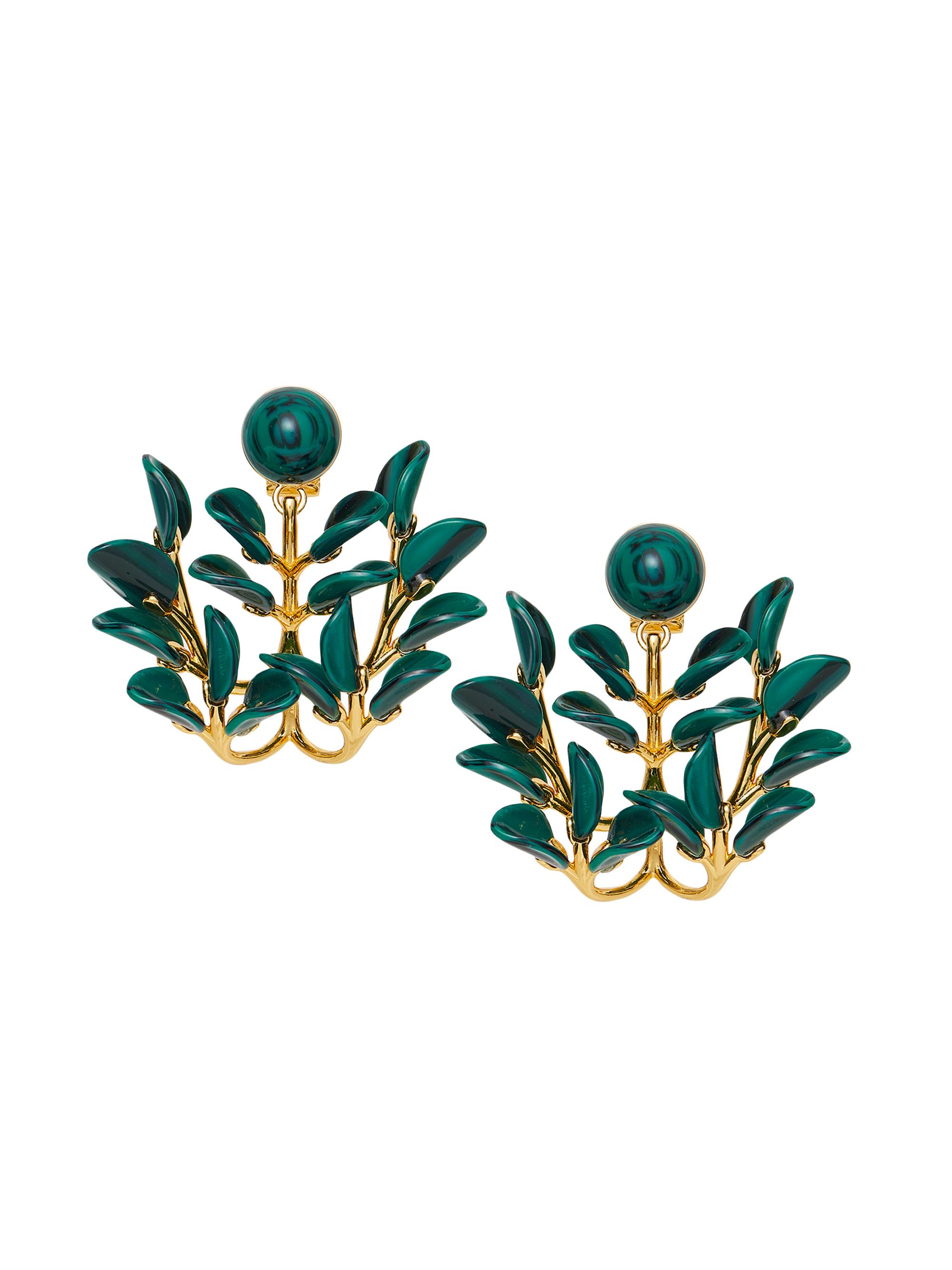 Lele Sadoughi Women's Vine Leaf 14K Gold-Plated & Acetate Chandelier Earrings - Malachite