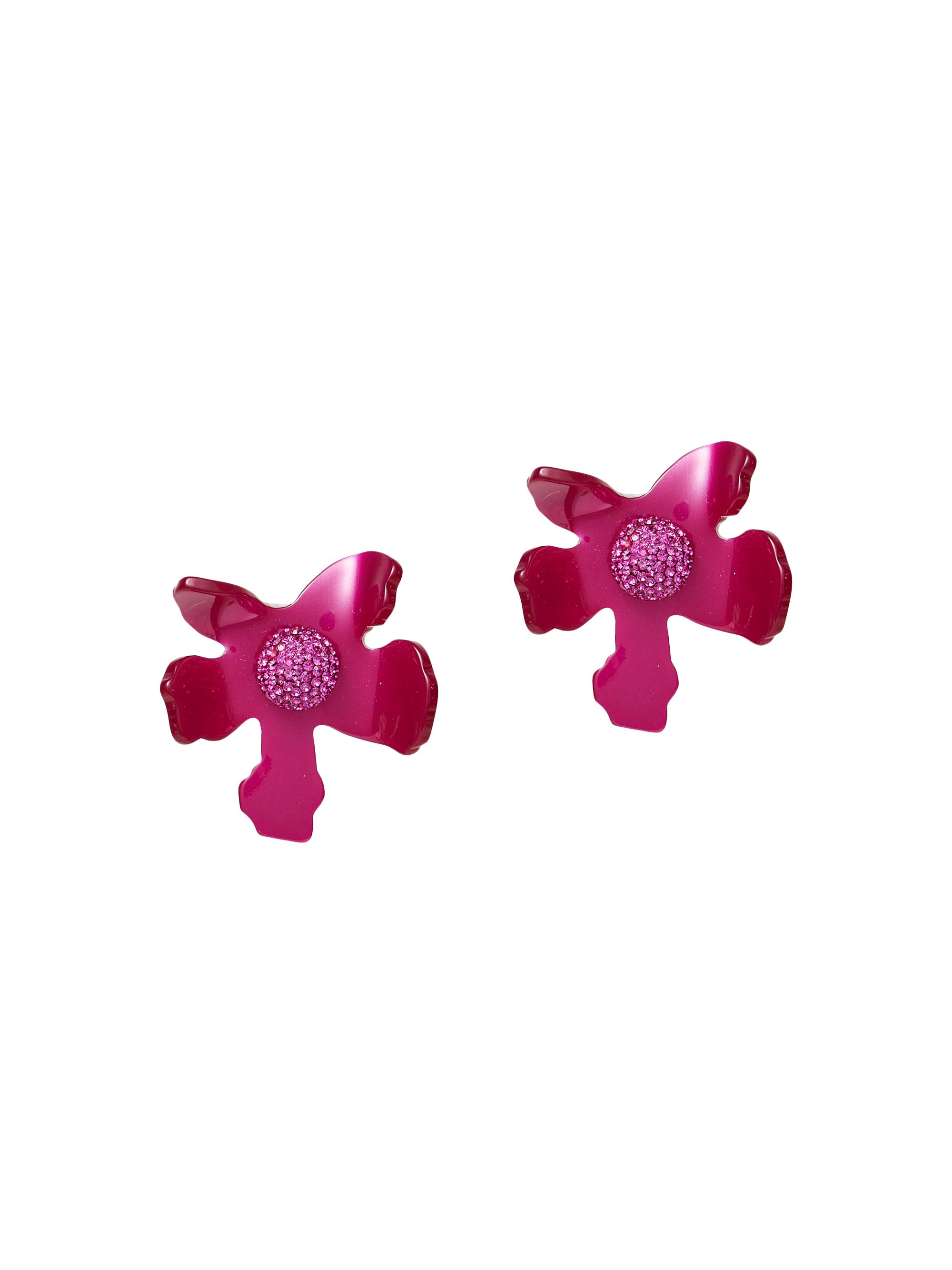 Lele Sadoughi Women's Lily 14K Gold-Plated, Acetate & Crystal Button Earrings - Raspberry