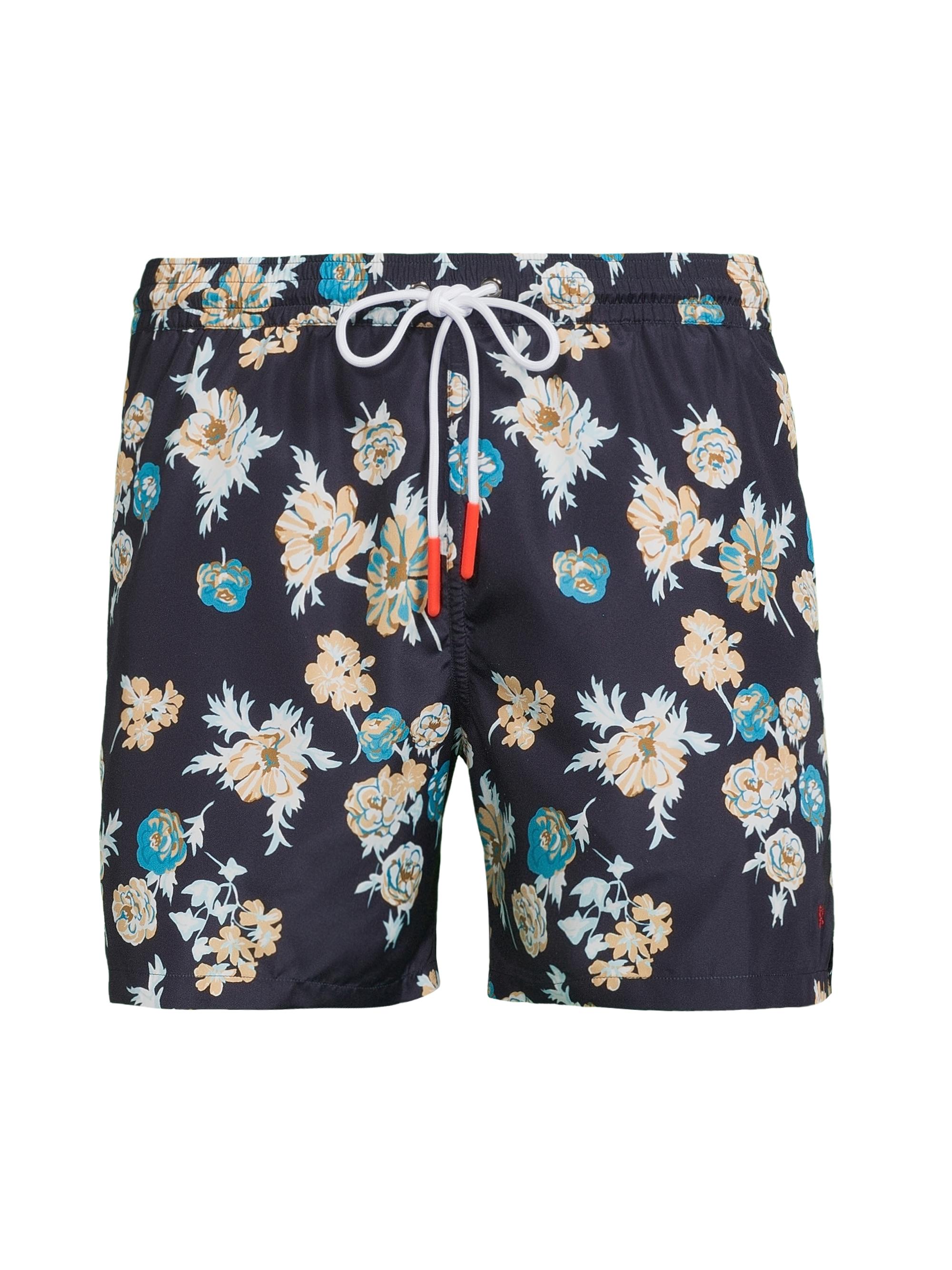 Isaia Men's Floral Print Swim Trunks - Navy Floral