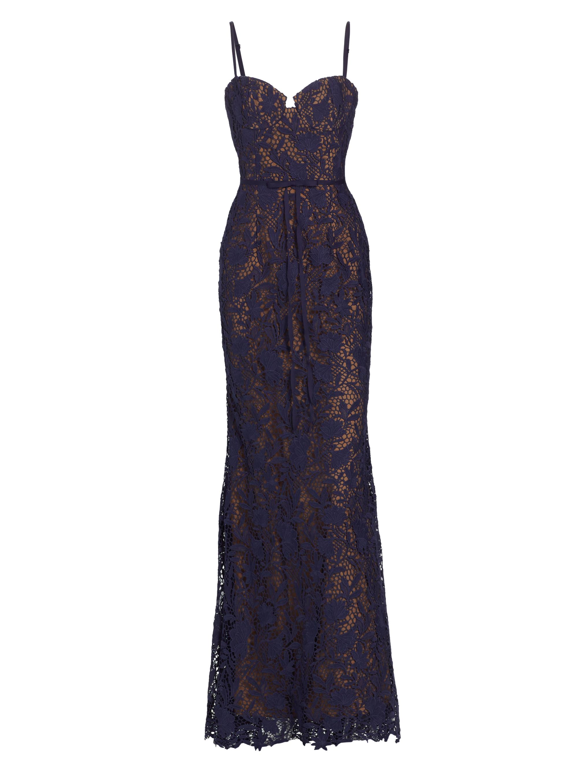 Marchesa Notte Women's Lace Sweetheart Mermaid Gown - Navy