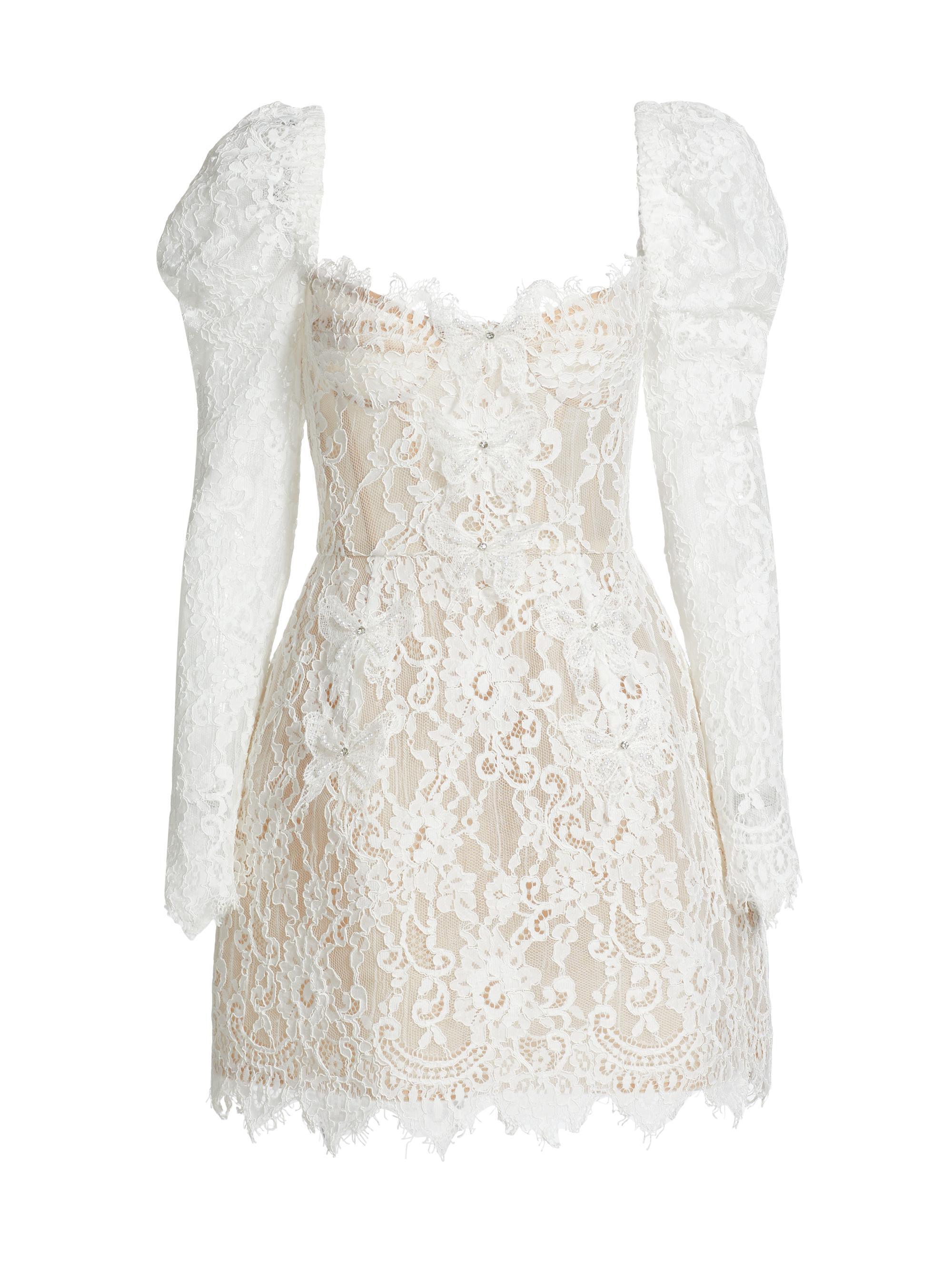 Bronx and Banco Women's Colette Lace Long-Sleeve Minidress - White