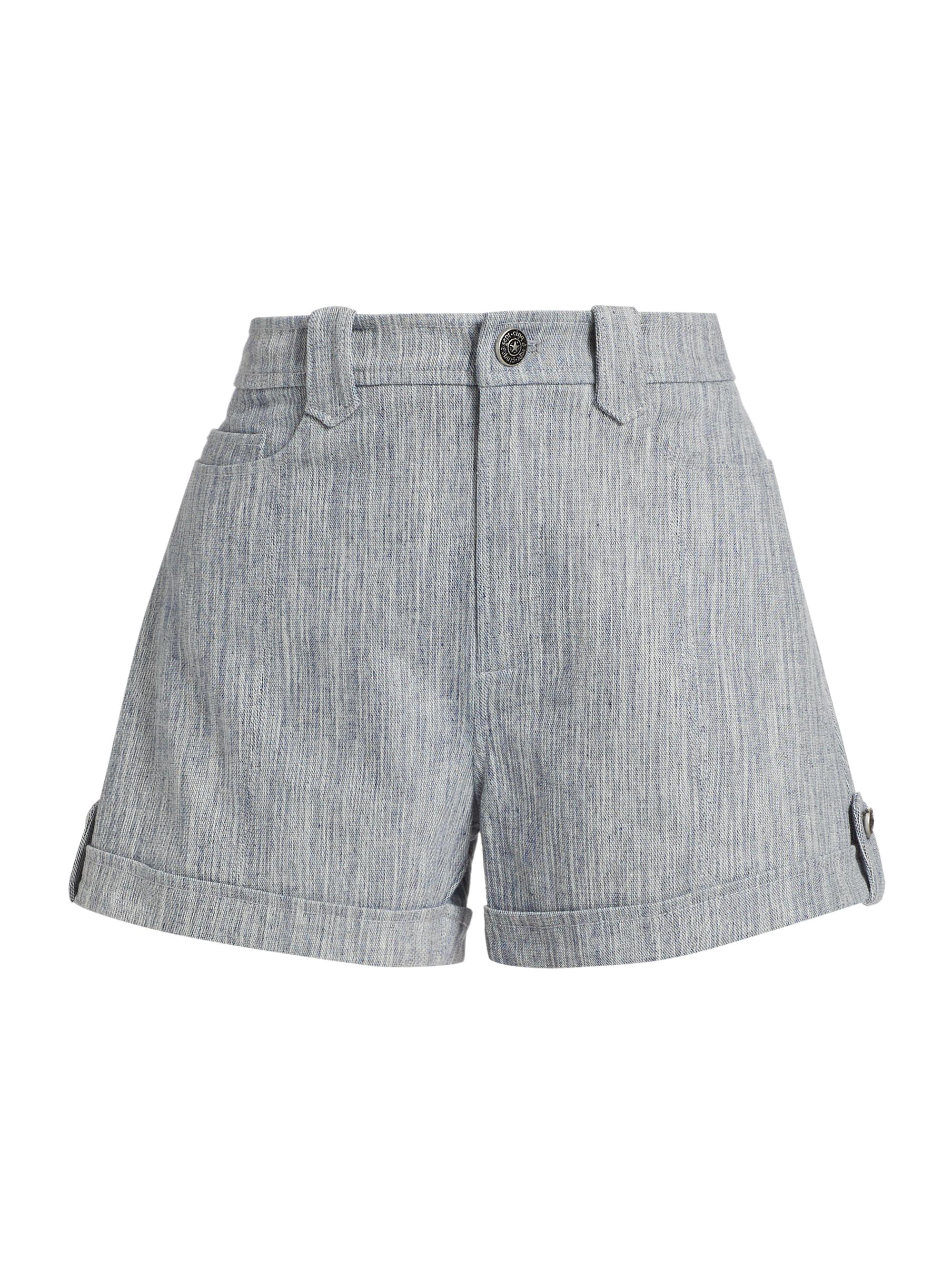 CINQ A SEPT Women's Parker Spacedye High-Rise Shorts - Indigo White