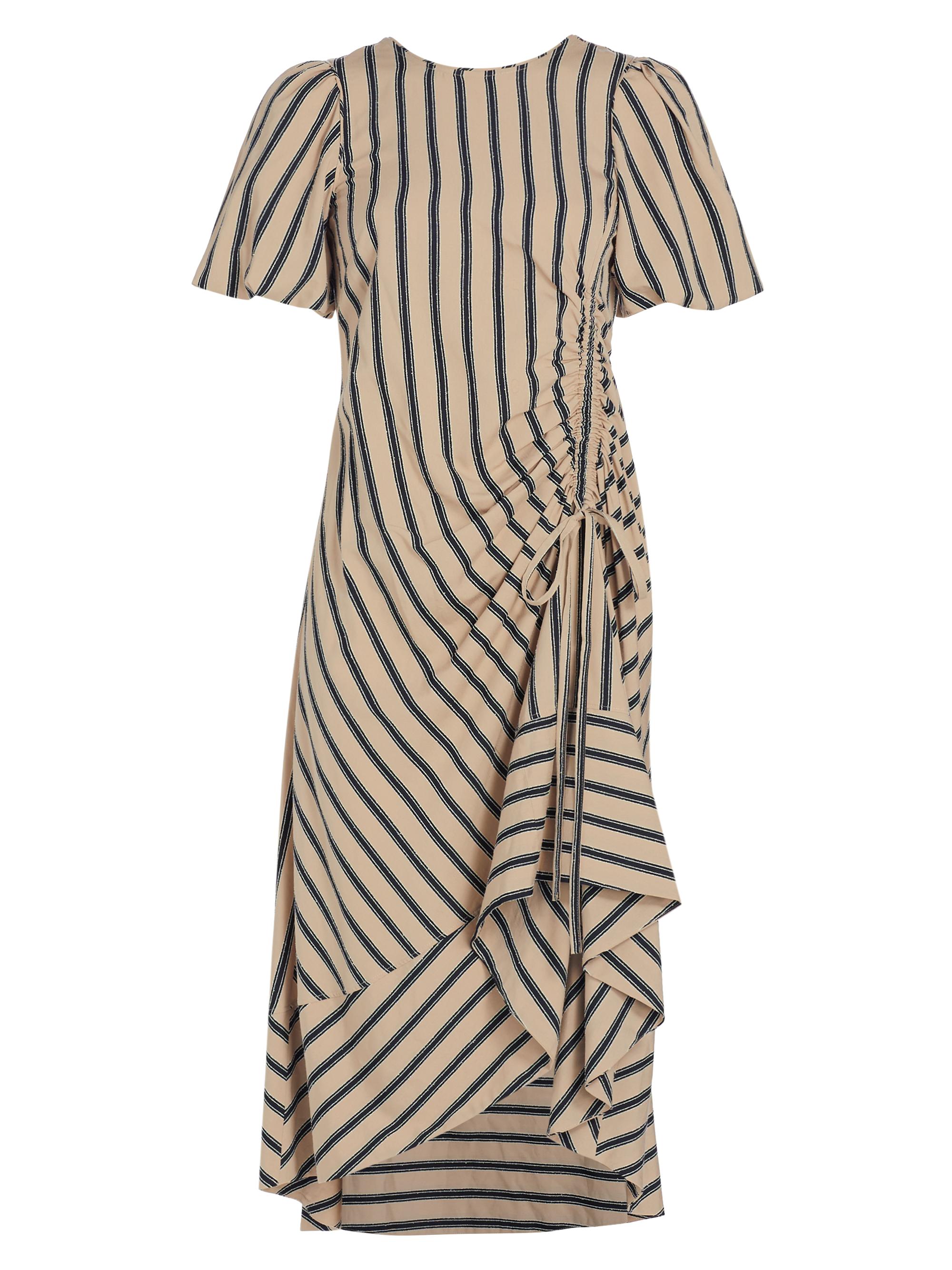 CINQ A SEPT Women's Elin Striped Asymmetric Midi-Dress - Khaki Black