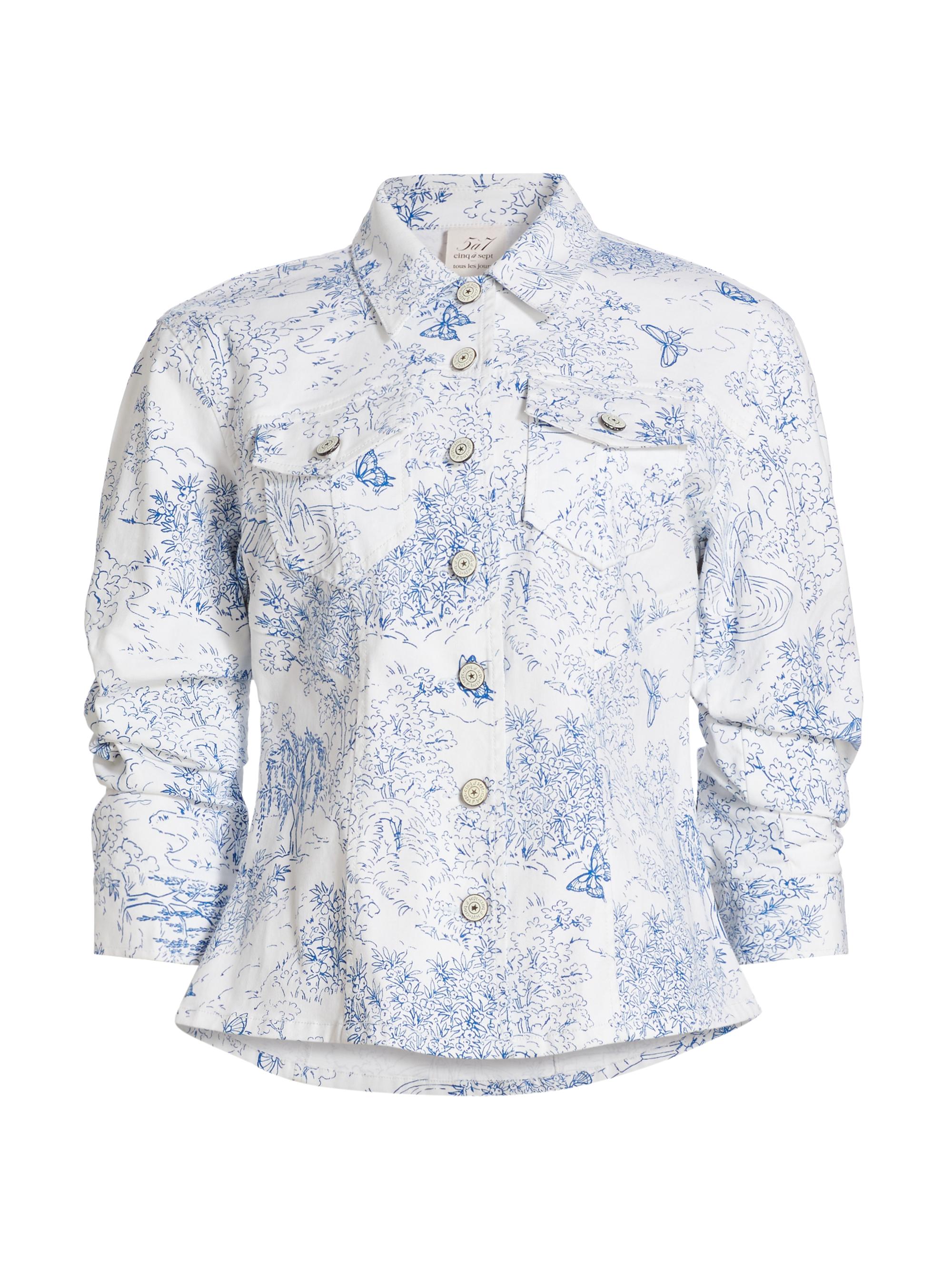 CINQ A SEPT Women's Garden Toile Scrunched Canyon Jacket - Plaster Blue