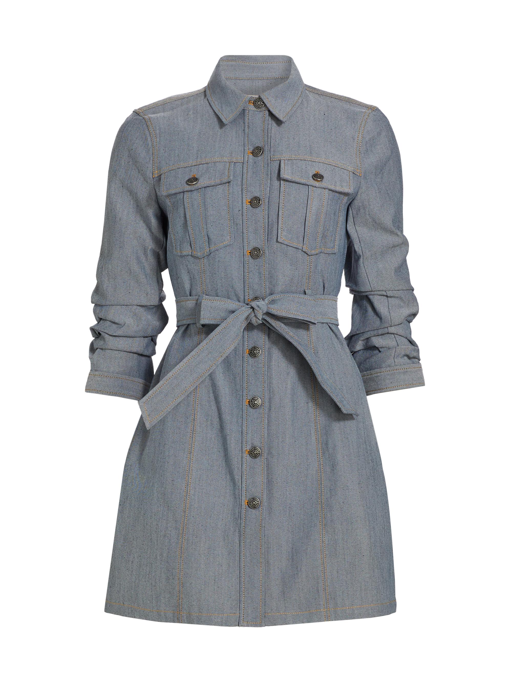 CINQ A SEPT Women's Clea Denim Tie-Waist Shirtdress - Light Indigo