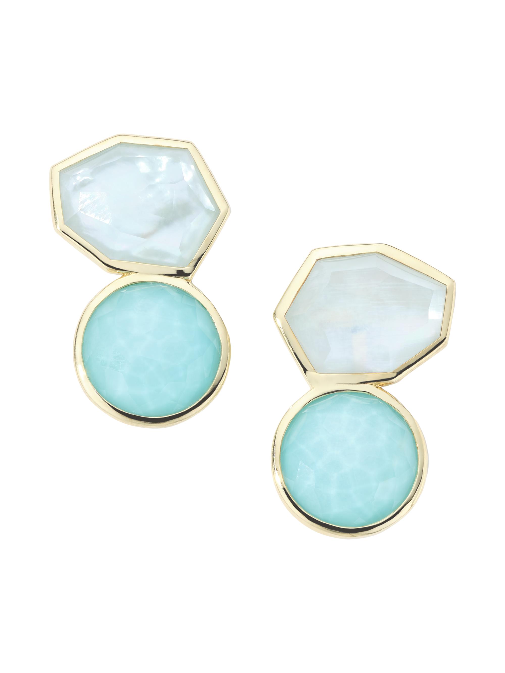 Ippolita Women's Rock Candy  2-Stone 18K Yellow Gold, Amazonite, Mother-Of-Pearl & Turquoise Drop Earrings - Mother Of Pearl