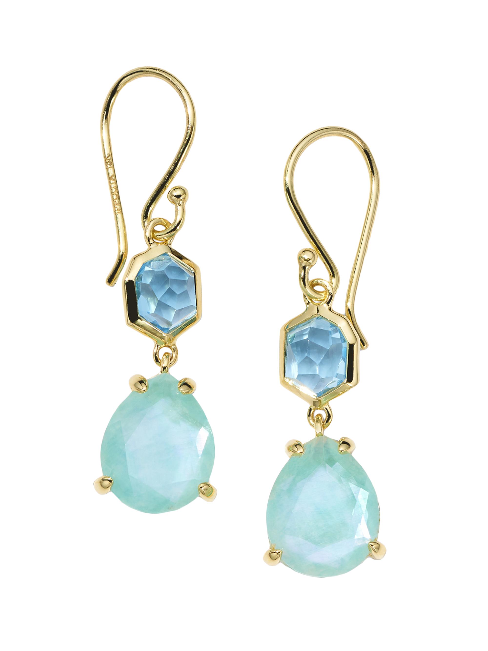 Ippolita Women's Rock Candy  Snowman 18K Yellow Gold & Multi-Stone Drop Earrings - Swiss Blue