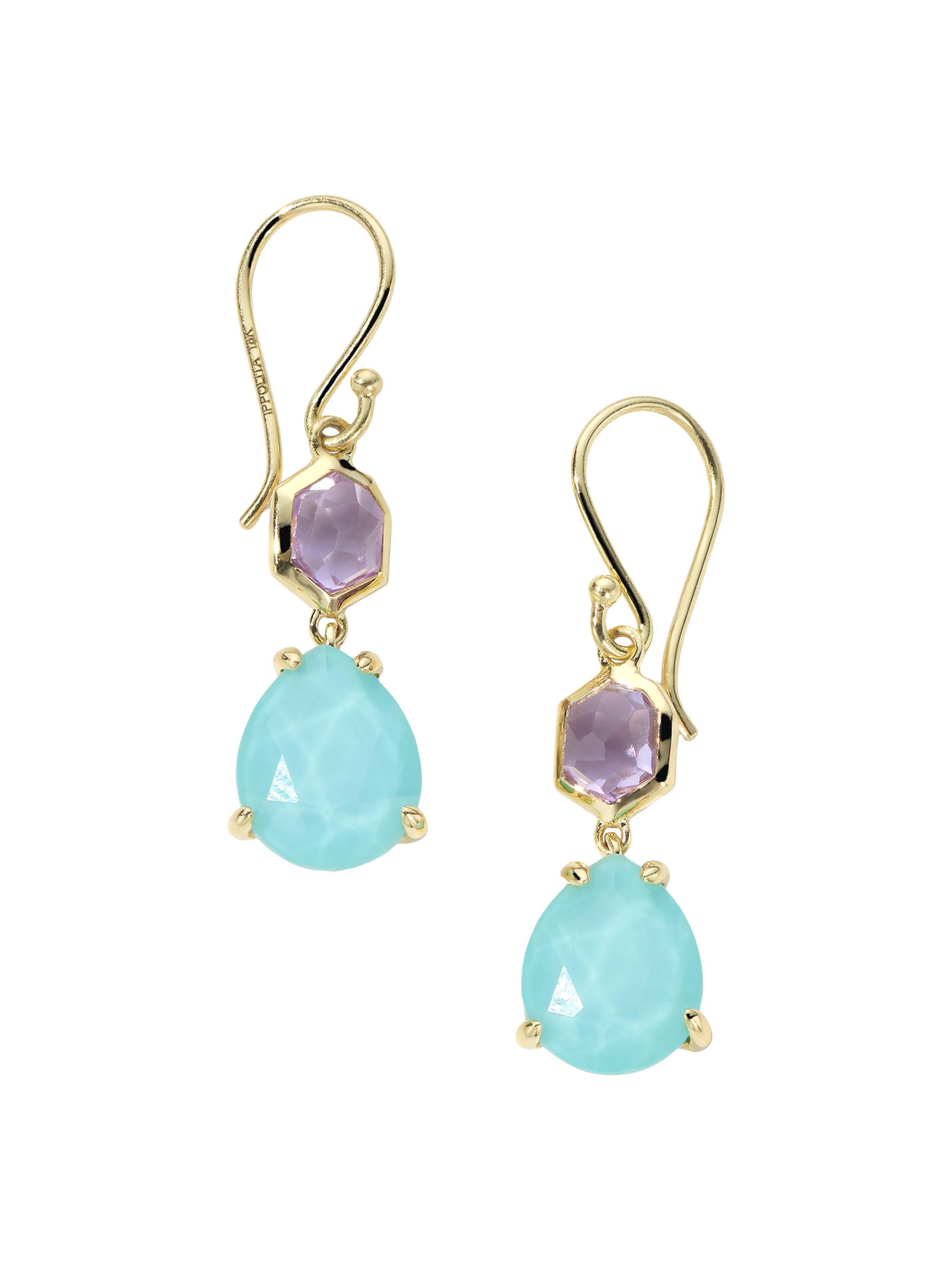 Ippolita Women's Rock Candy  Snowman 18K Yellow Gold, Amethyst & Turquoise Doublet Drop Earrings - Amethyst