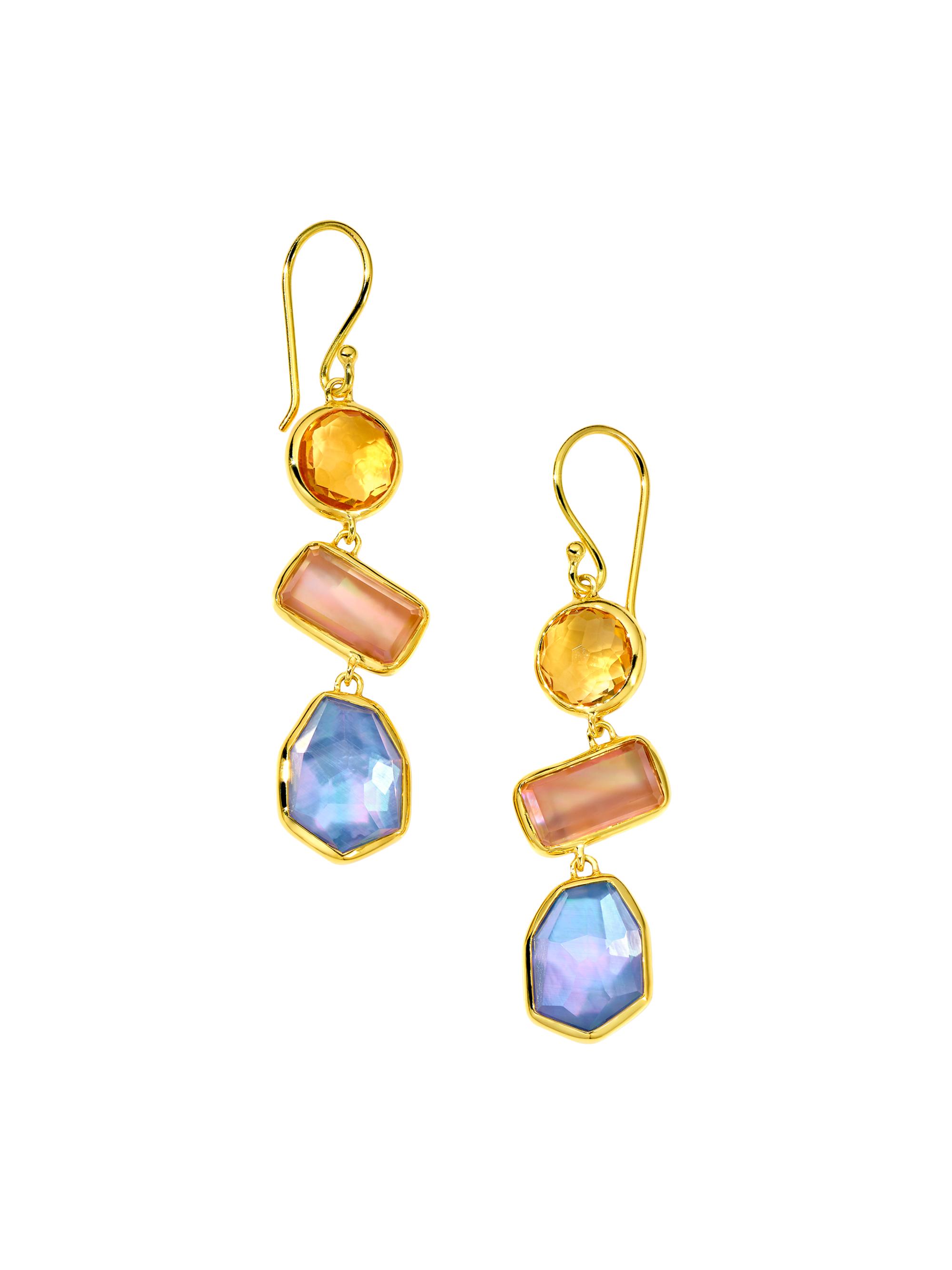 Ippolita Women's Rock Candy 18K Yellow Gold & Multi-Gemstone Triple Drop Earrings - Wildflower