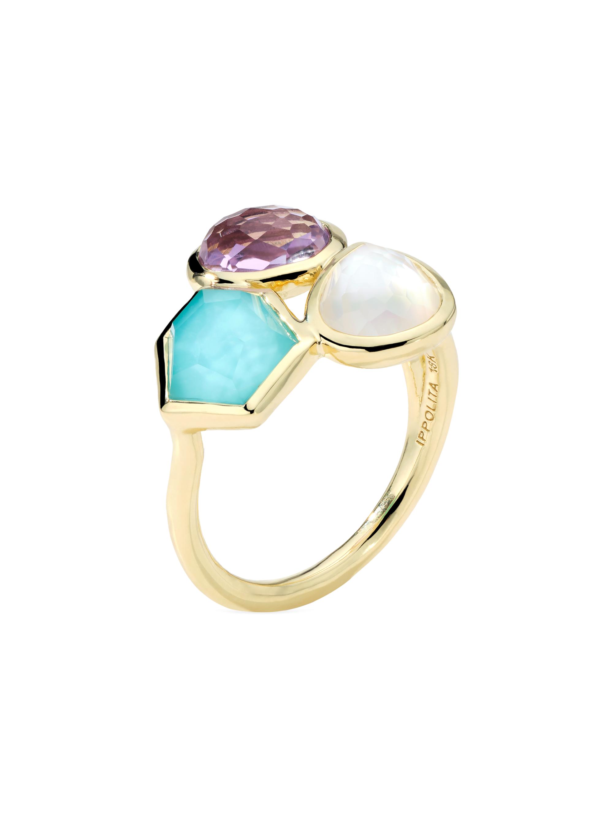 Ippolita Women's Rock Candy Small 18K Yellow Gold & Multi-Gemstone Cluster Ring - Summer Rainbow
