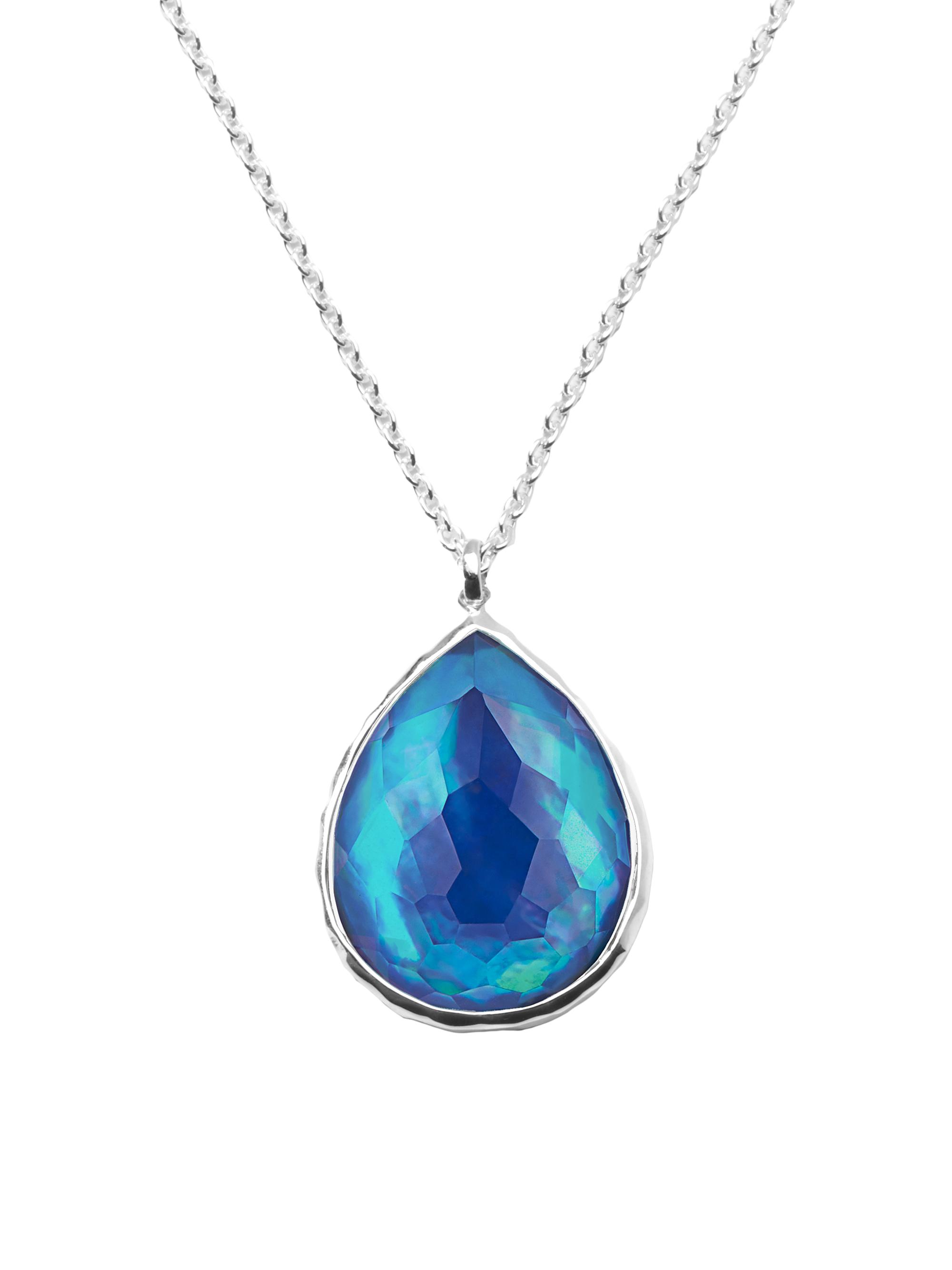 Ippolita Women's Rock Candy  Teardrop Sterling Silver, Clear Quartz, Mother-Of-Pearl & Lapis Pendant Necklace - Lapis