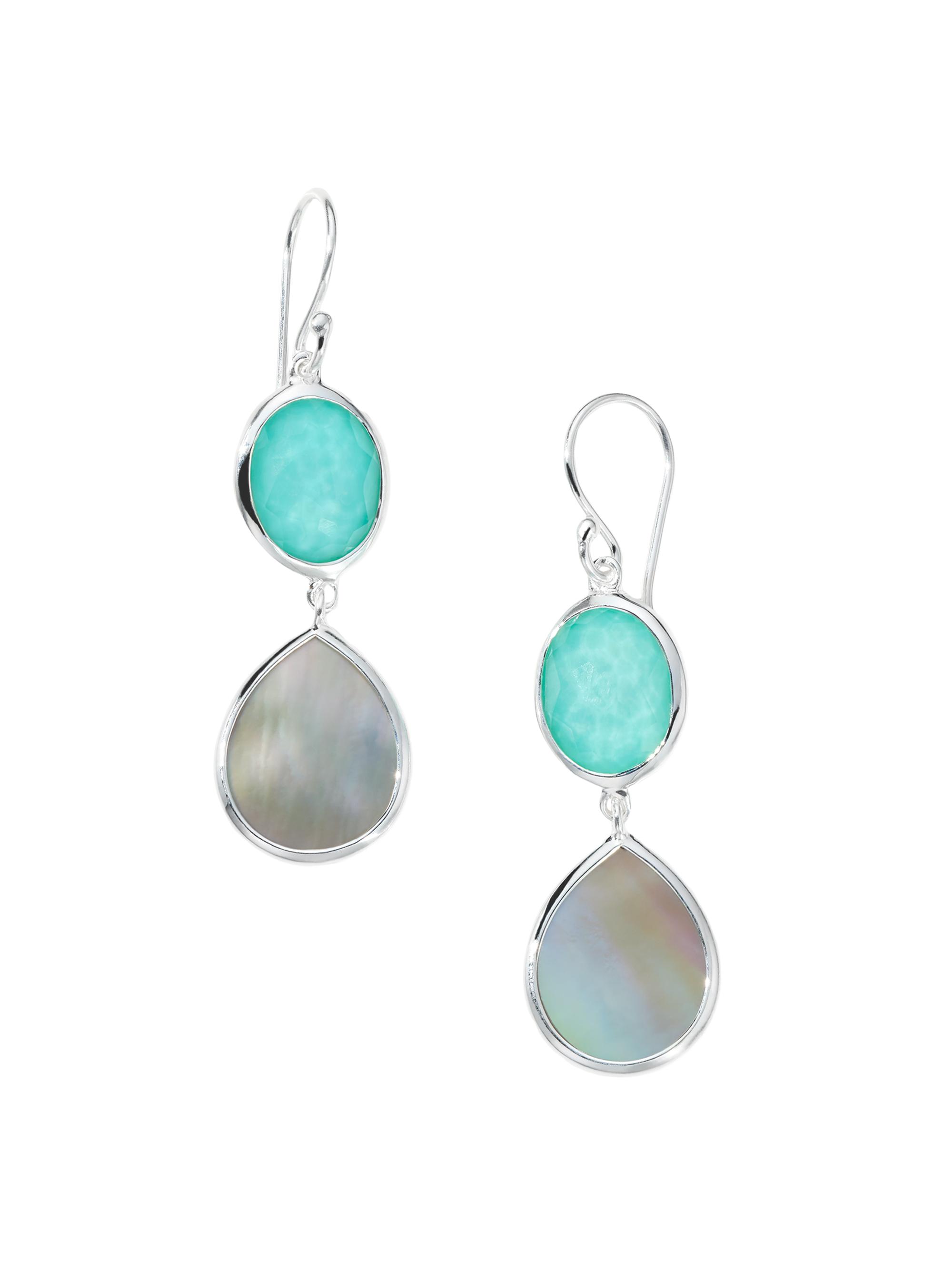 Ippolita Women's Polished Rock Candy Oval & Teardrop Sterling Silver, Turquoise Doublet & Brown Shell Drop Earrings - Turquoise