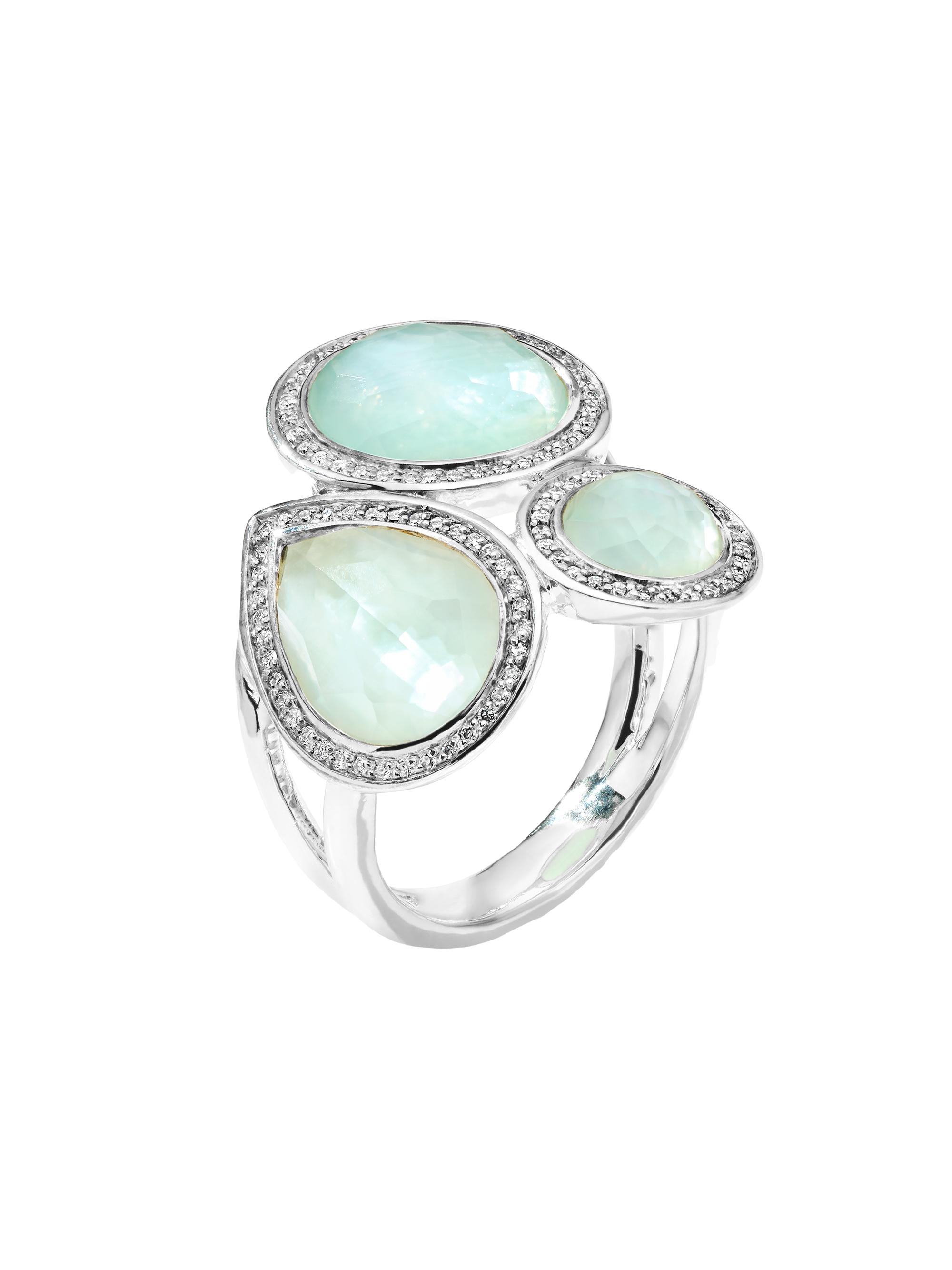 Ippolita Women's Lollipop 3-Stone Sterling Silver, 0.41 TCW Diamond & Triplet Ring - Amazonite