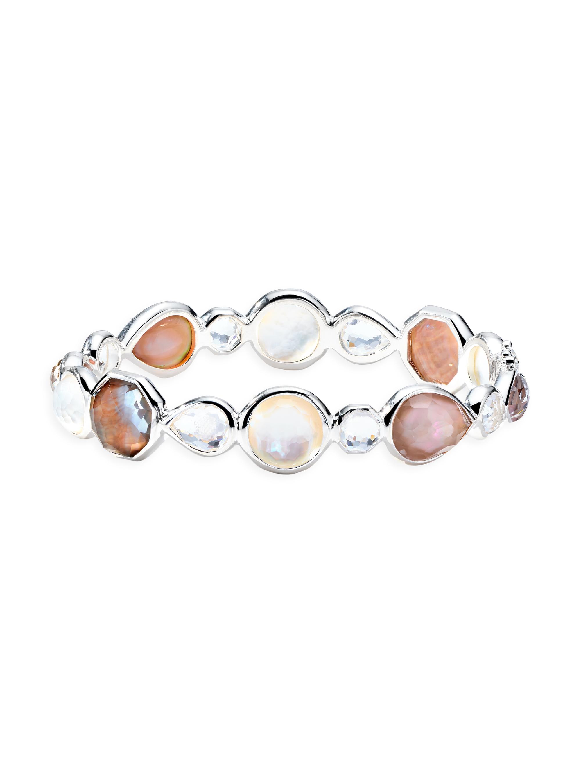 Ippolita Women's Rock Candy All-Stone Sterling Silver, Rock Crystal & Mother-Of-Pearl Doublet Hinged Bangle - Sabbia