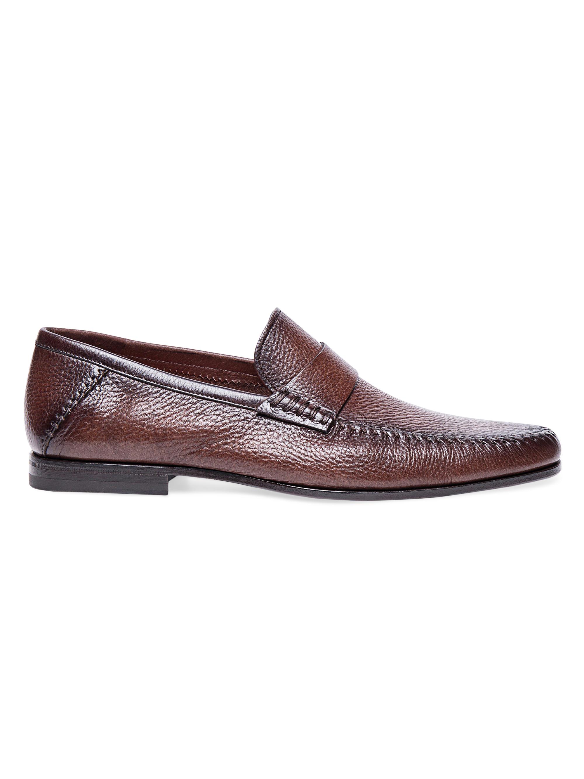 Santoni Paine Tumbled Leather Loafers | Saks Fifth Avenue