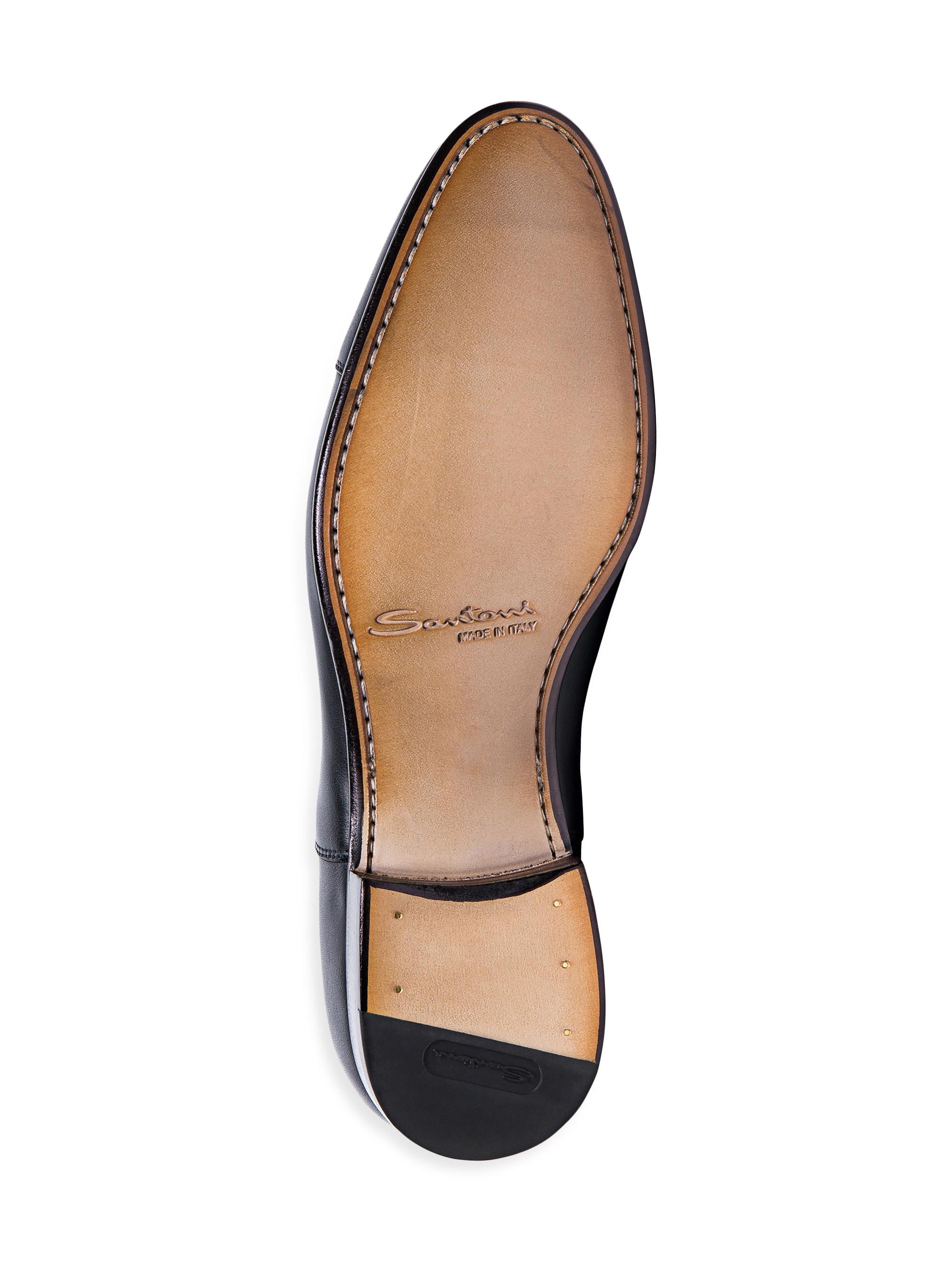 Santoni Kenneth Cap-Toe Slip-On Leather Oxfords | Saks Fifth Avenue