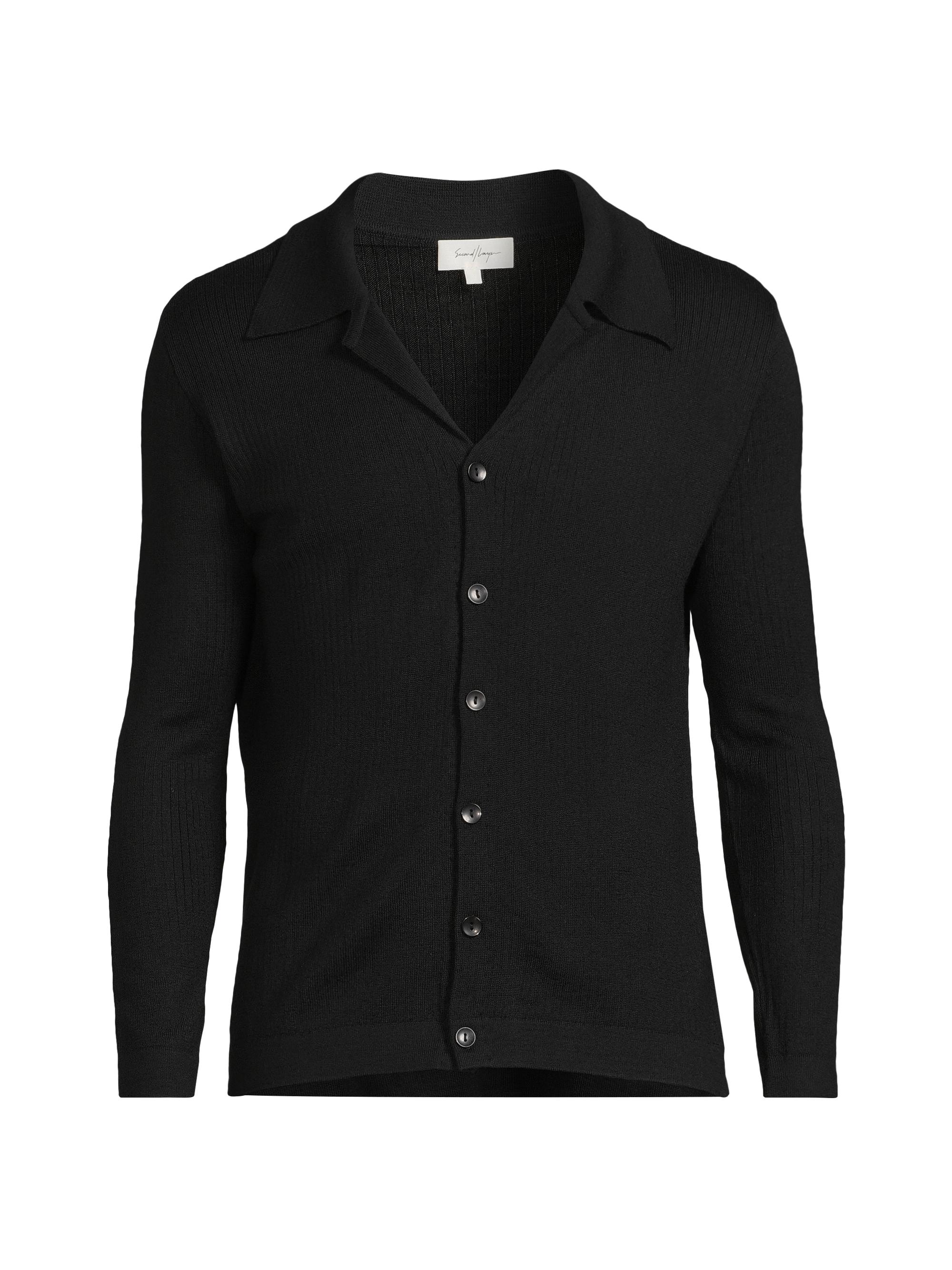 Second/Layer Men's Pistolero Wool Slim-Fit Cardigan - Black