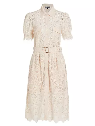 Claudia Belted Lace Midi-Dress