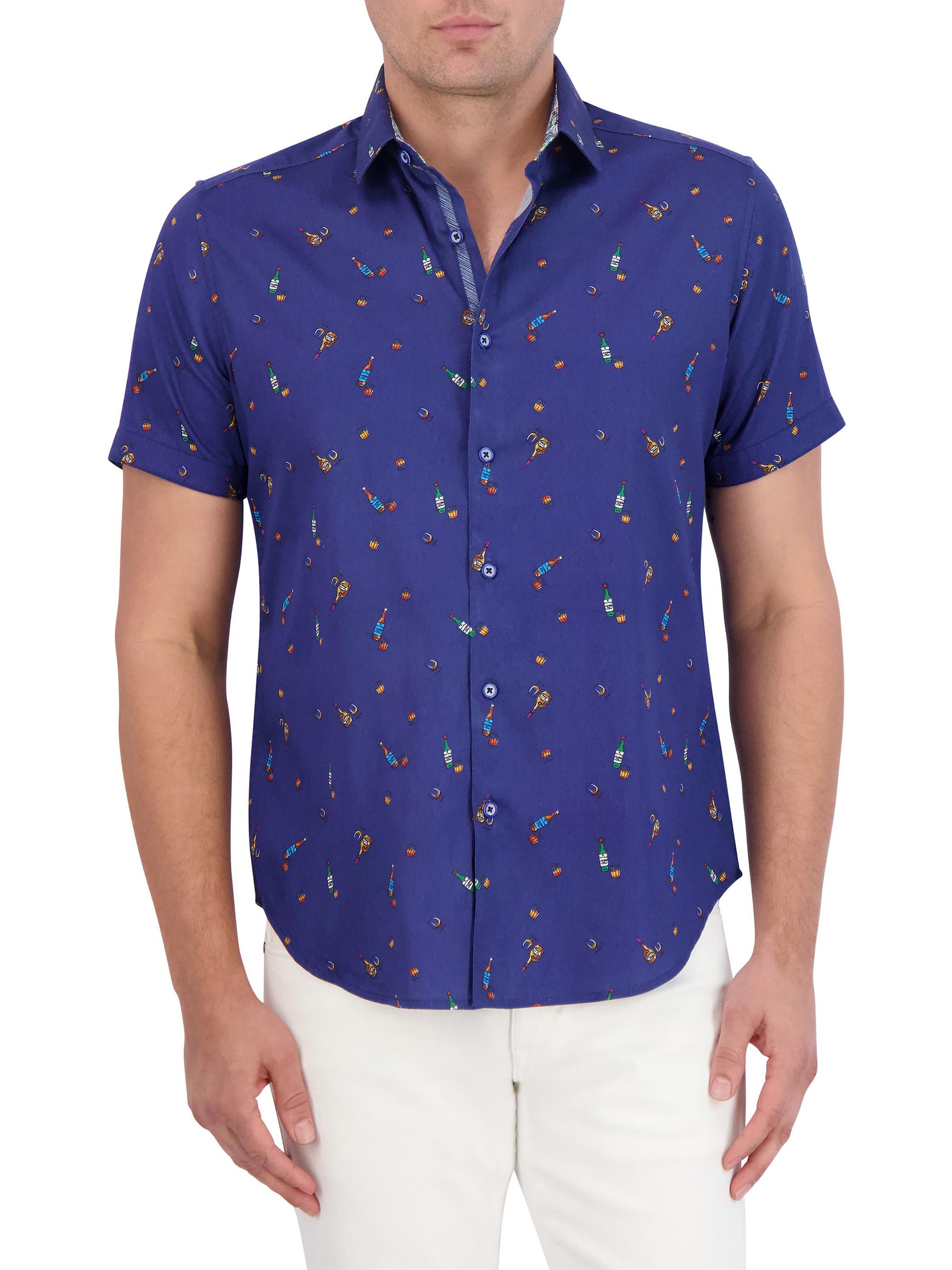 Robert Graham Men's Good-Night Graphic Button-Front Shirt - Navy