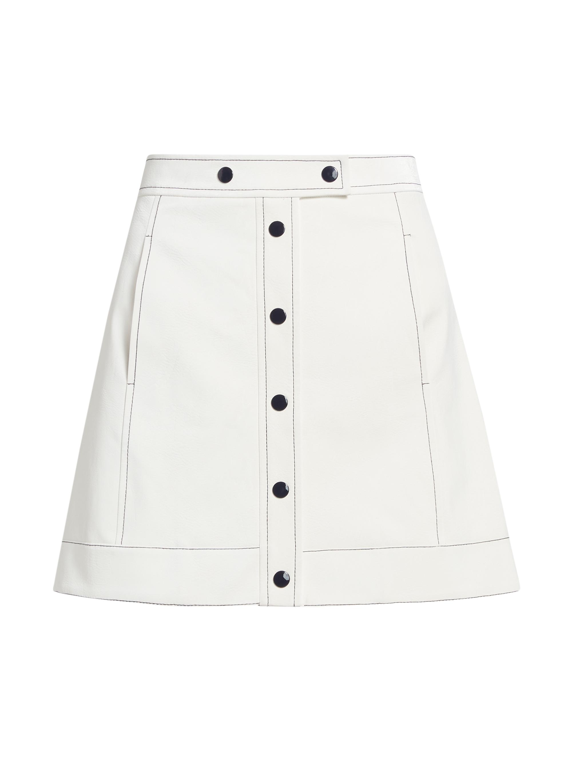 CINQ A SEPT Women's Ciara Topstitch Miniskirt - White Navy