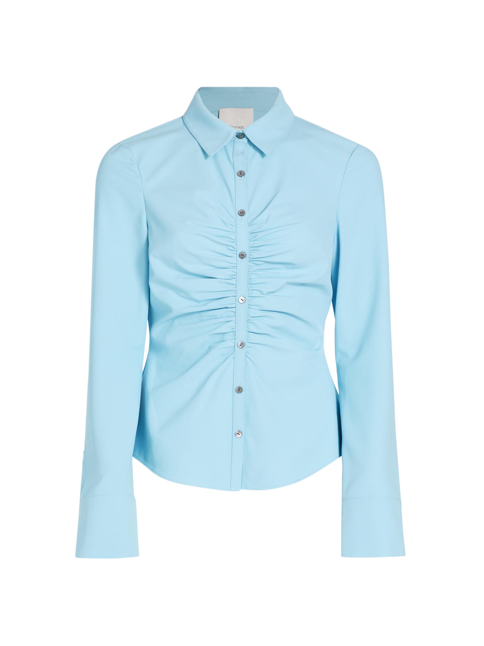 CINQ A SEPT Women's Sienna Gathered Shirt - Agua Fria