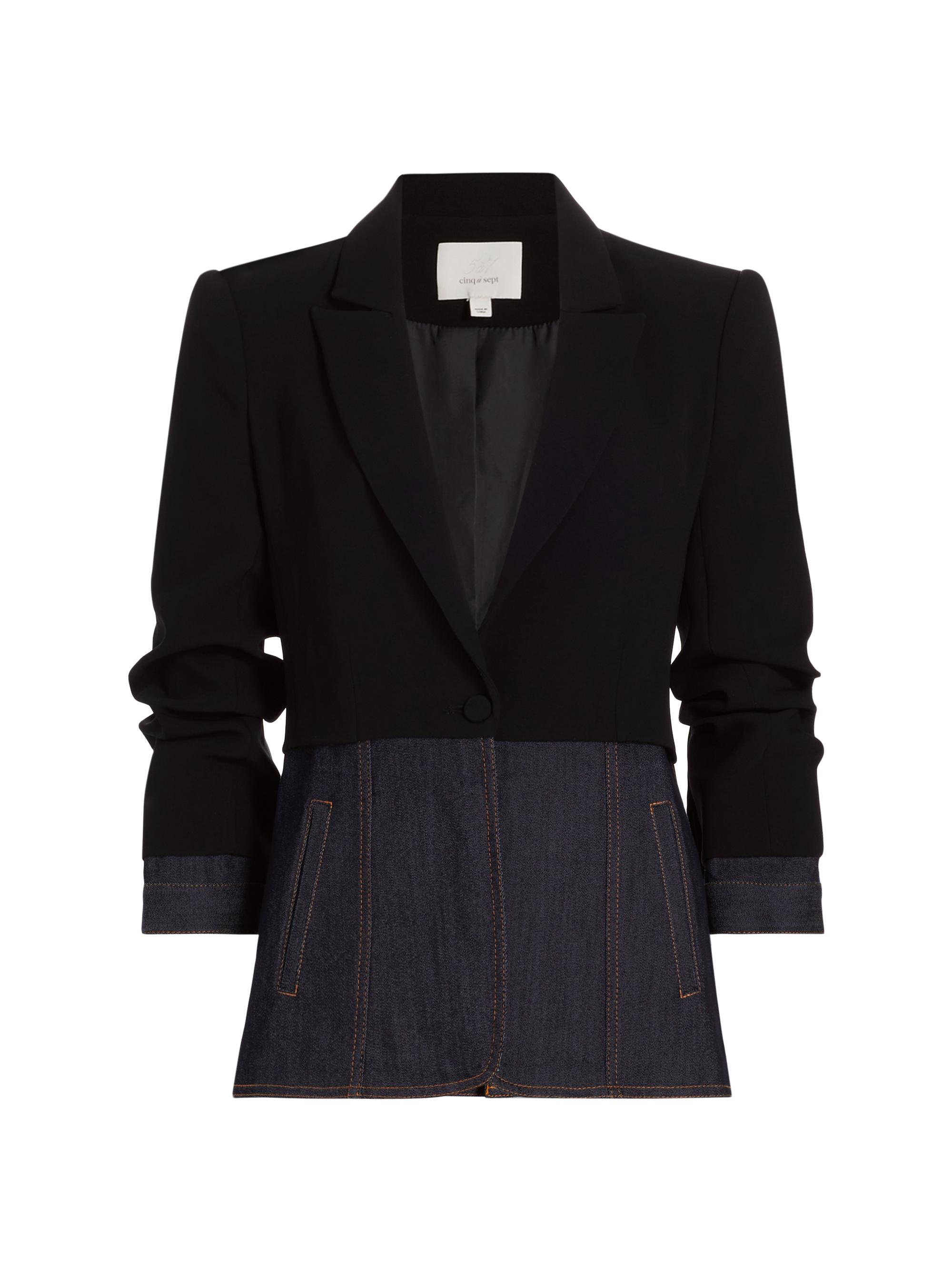 CINQ A SEPT Women's Dionne Mixed-Media Blazer - Black Indigo