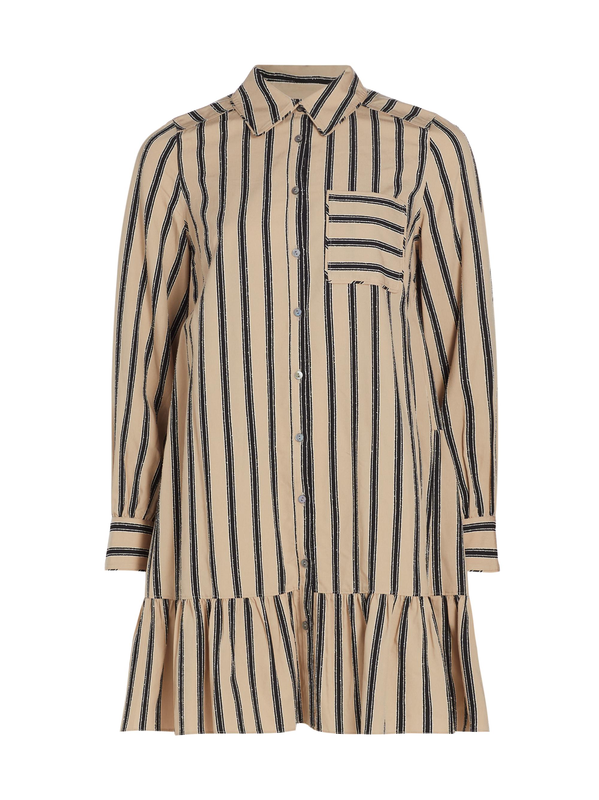 CINQ A SEPT Women's Arlette Striped Mini Shirtdress - Khaki Black