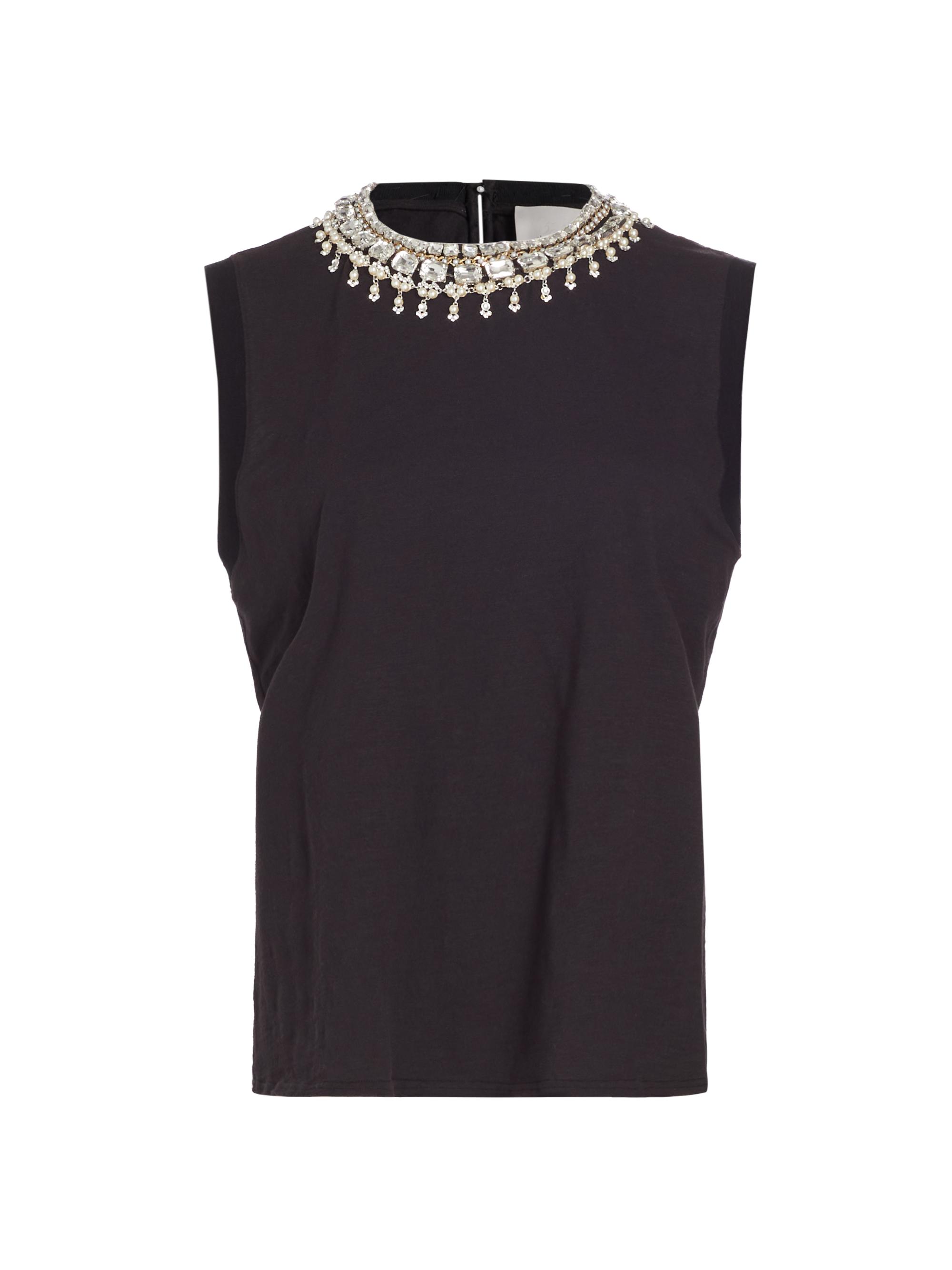 CINQ A SEPT Women's Brielle Imitation Pearl-Necklace Sleeveless Top - Black