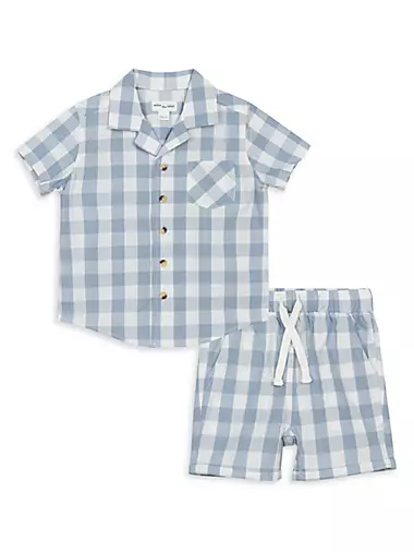 Baby Boy's, Little Boy's & Boy's Gingham Plaid Short-Sleeve Poplin Shirt & Shorts Set