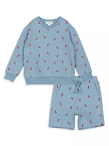 Baby Boy's Hot Pepper Print Terry Sweatshirt & Shorts Set